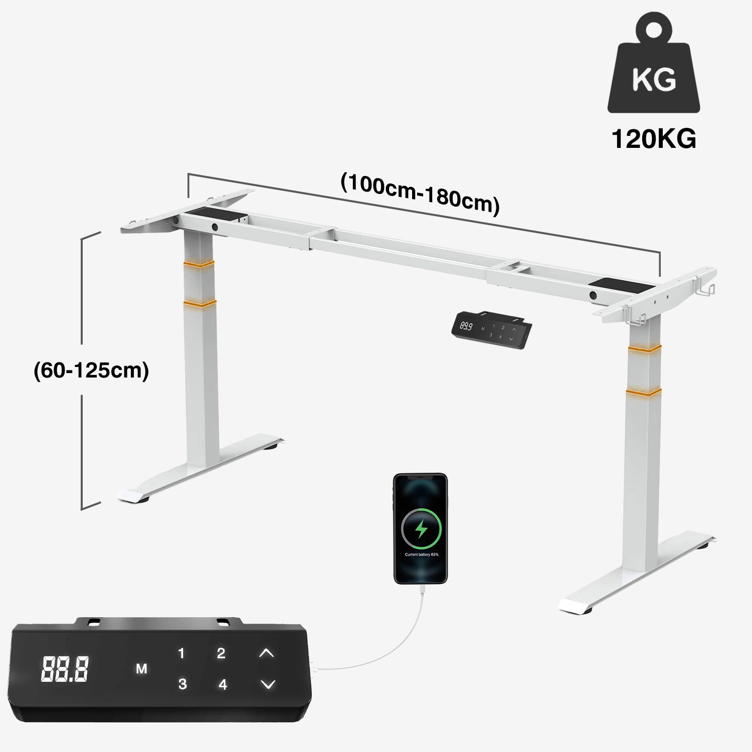 Doppelmotor Höhenverstellbares Tischgestell bis zu 120 kg
