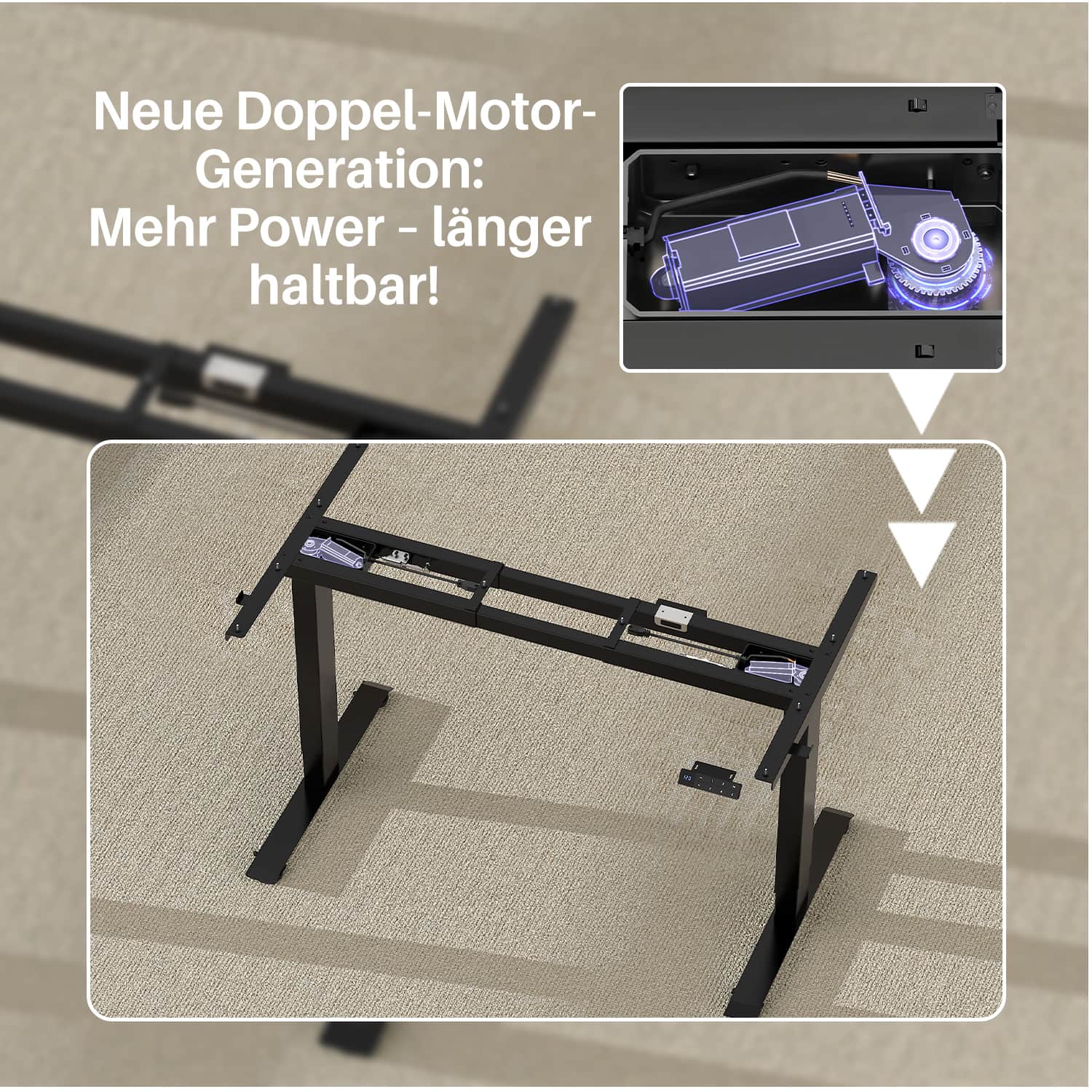 Furniwell Dual Ultra E2 Serie Höhenverstellbares Tischgestell