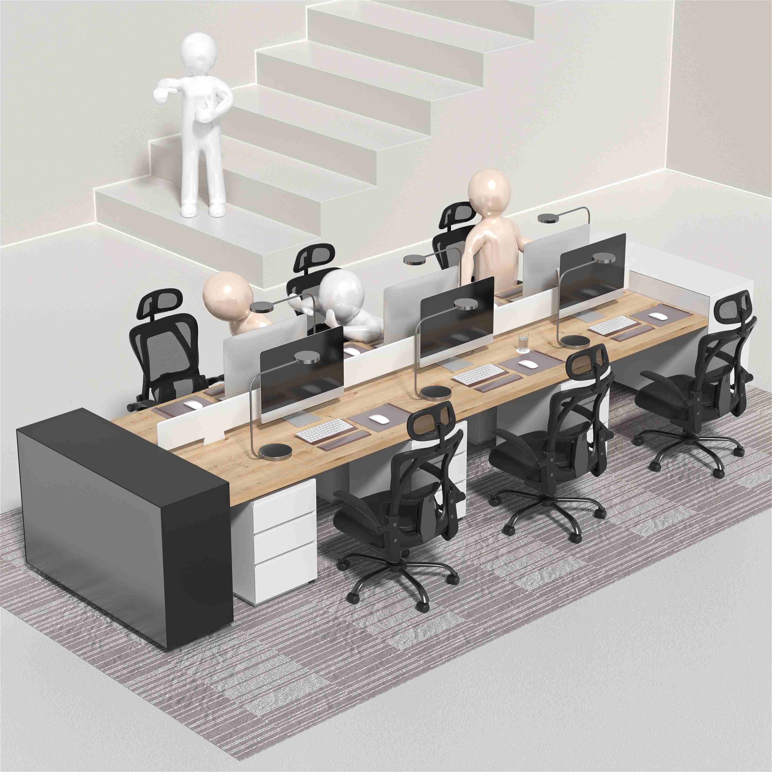 Furniwell Klassischer Ergonomischer Bürostühl mit Verstellbarer hoher Rücken