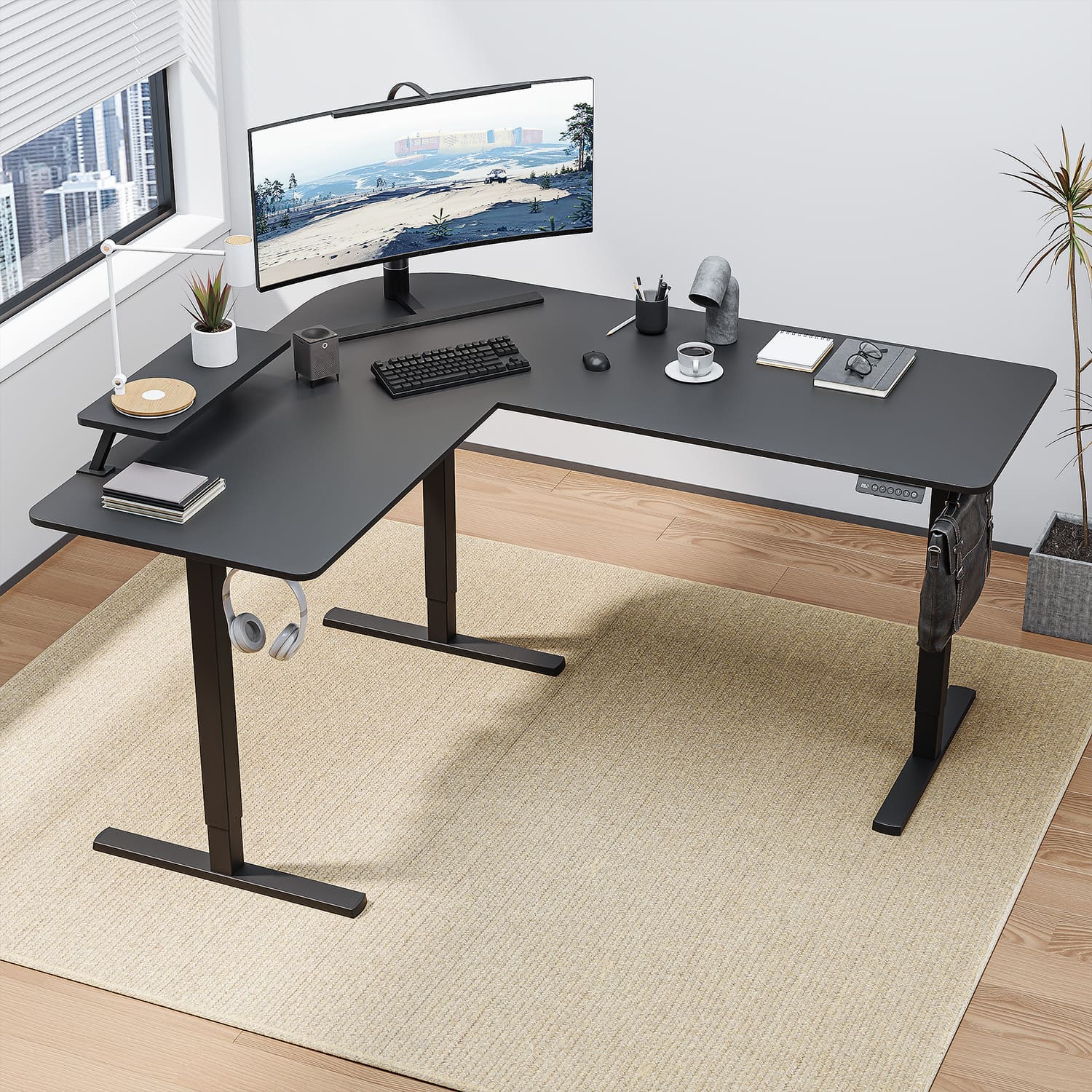 L-Form Eckschreibtisch höhenverstellbar Elektrisch Ergonomischer Stehtisch