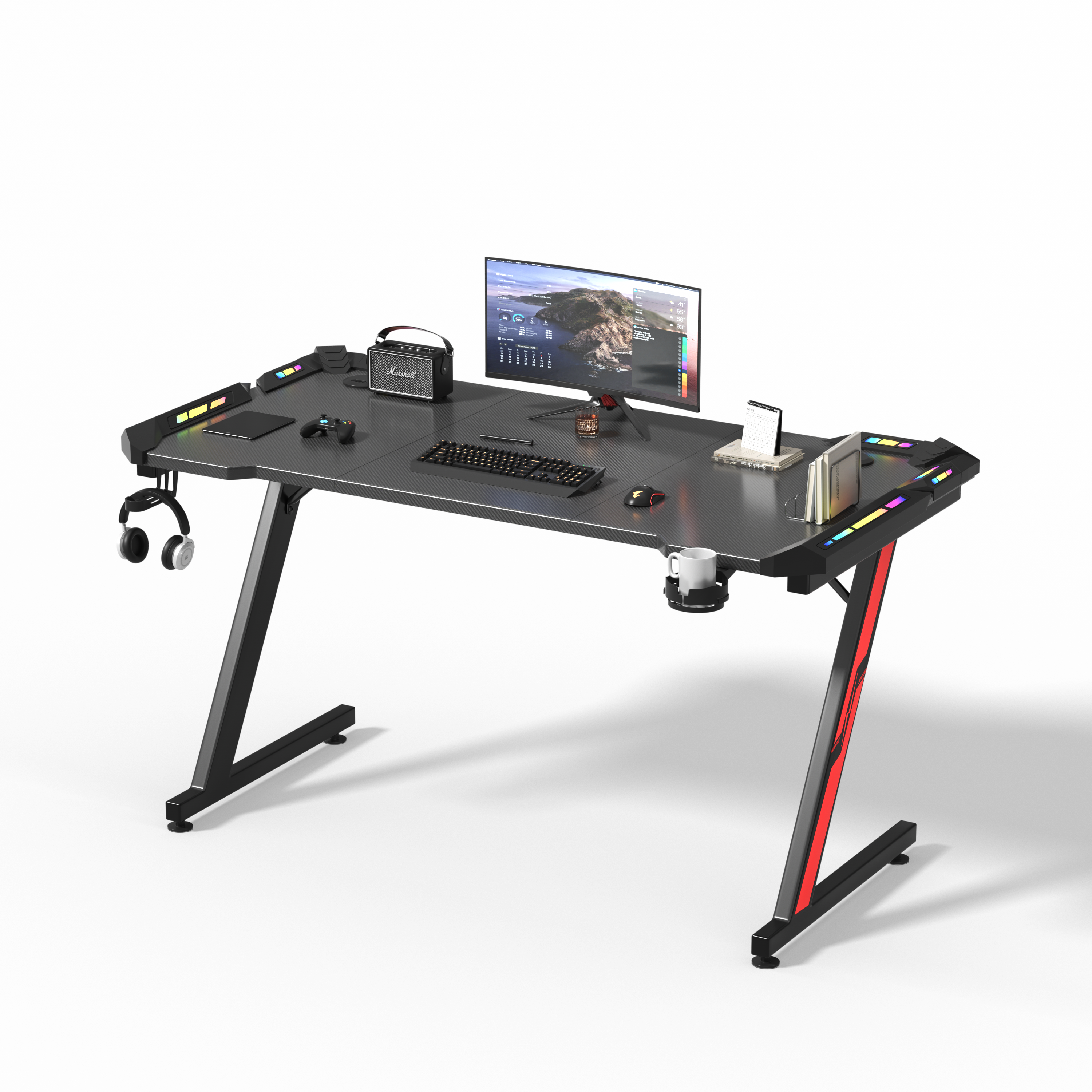 Ergonomischer Z Gaming Tisch mit LED-Beleuchtung