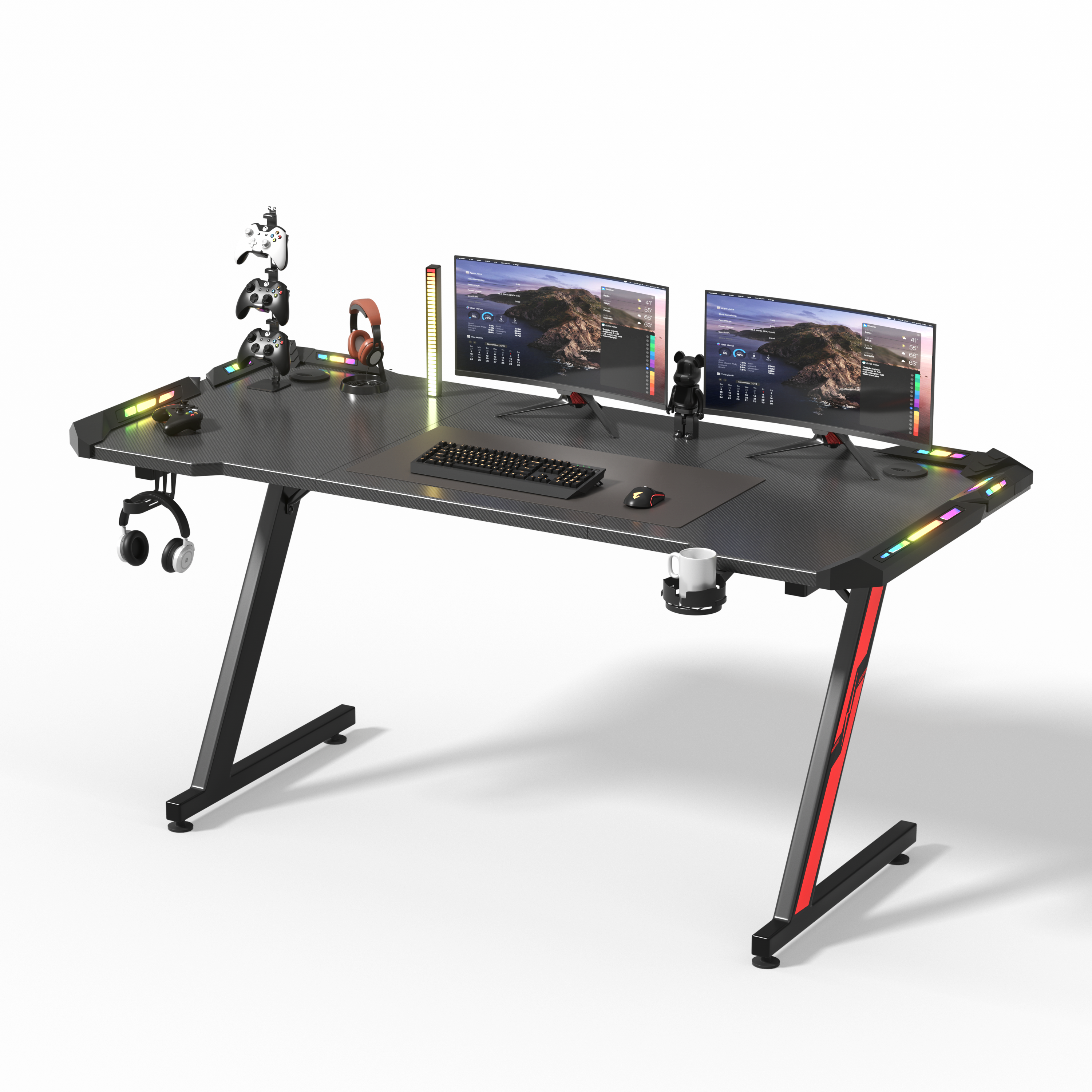Ergonomischer Z Gaming Tisch mit LED-Beleuchtung