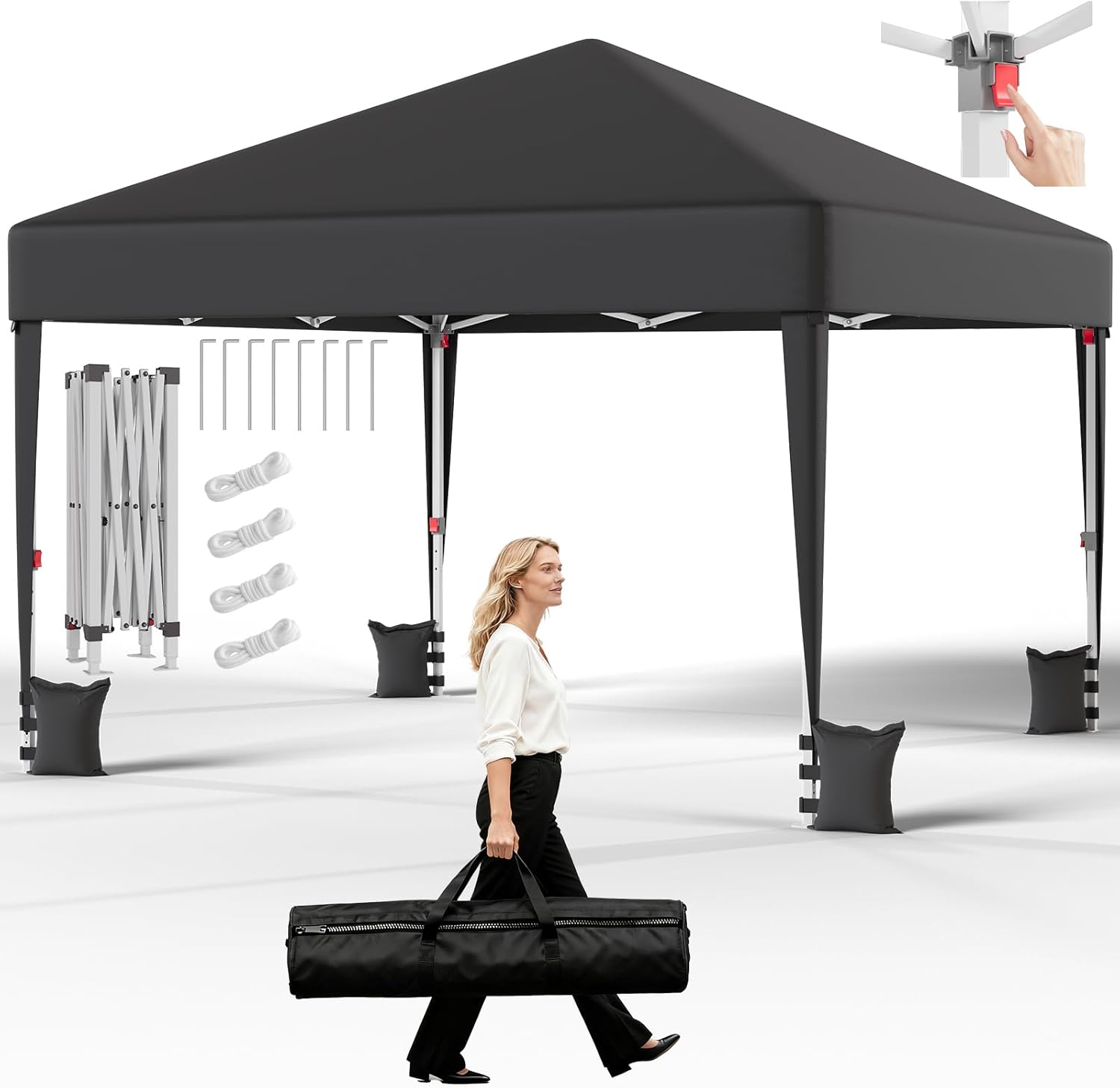 Höhenverstellbarer Faltpavillon 3 × 3 m