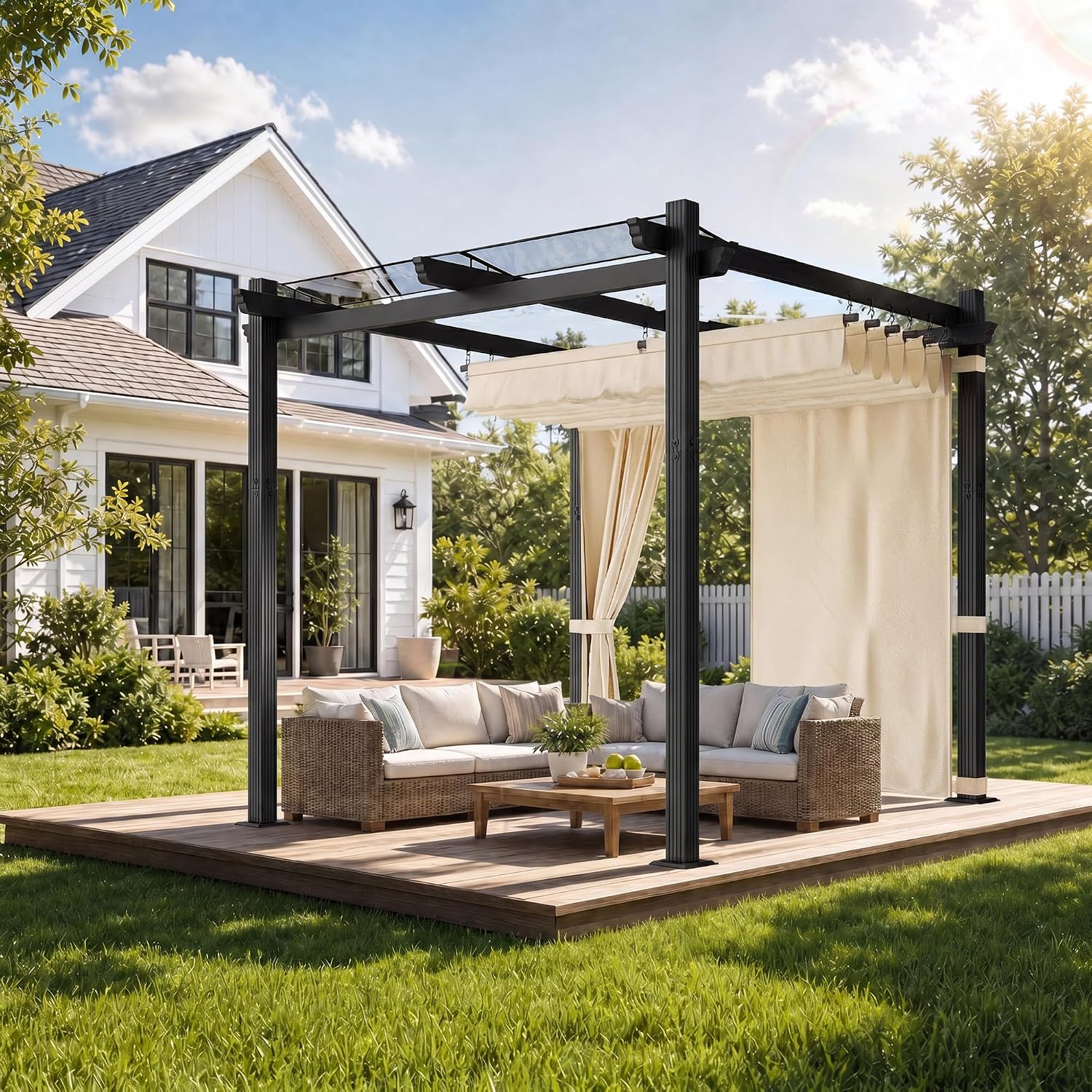 Aluminium-Pergola mit verstellbarem Schiebedach