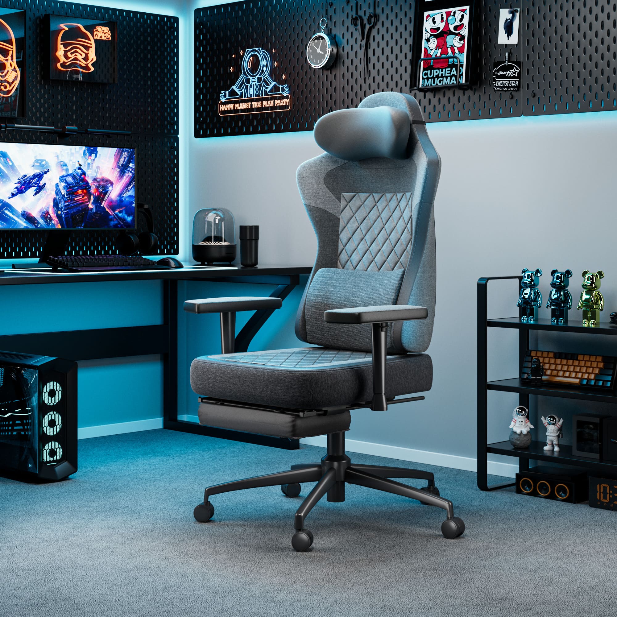 Bürostuhl mit Fußstütze, Ergonomischer Gaming Stuhl