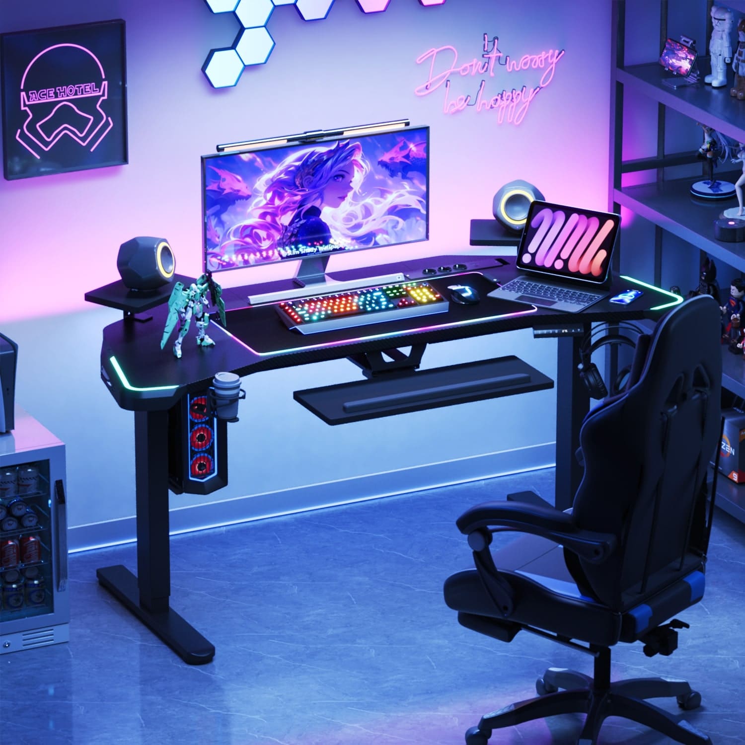 Elektrisch Höhenverstellbarer Gaming Tisch mit Tastaturablage