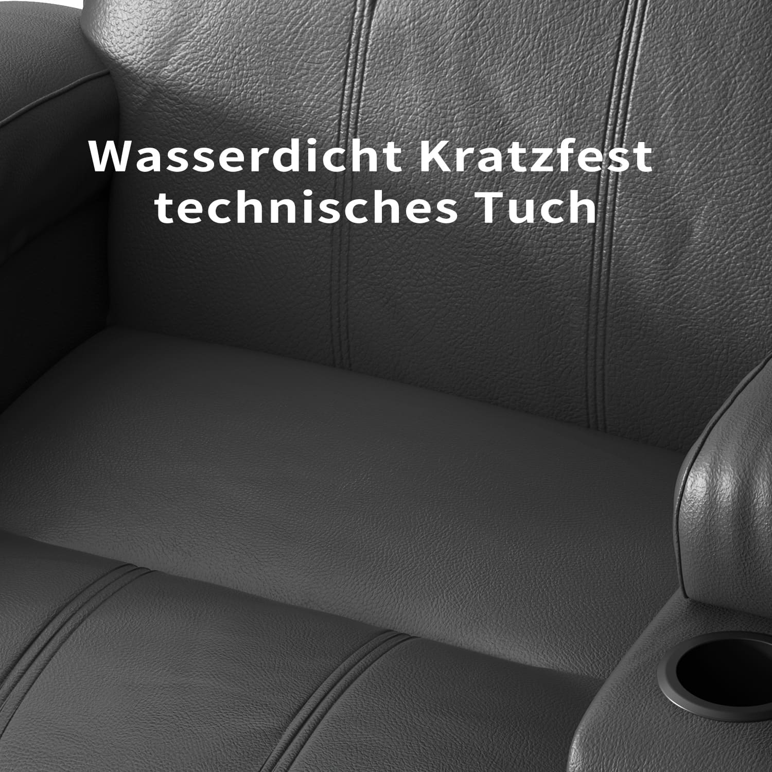 Elektrisch Liegesessel mit Massage Relaxsessel TV Sessel Wohnzimmer mit USB & Typ-C & Becherhalter & Tasche
