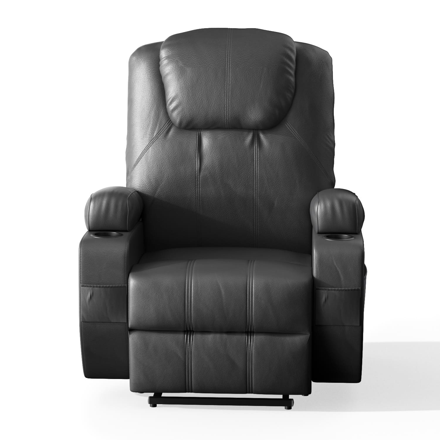 Elektrisch Liegesessel mit Massage Relaxsessel TV Sessel Wohnzimmer mit USB & Typ-C & Becherhalter & Tasche