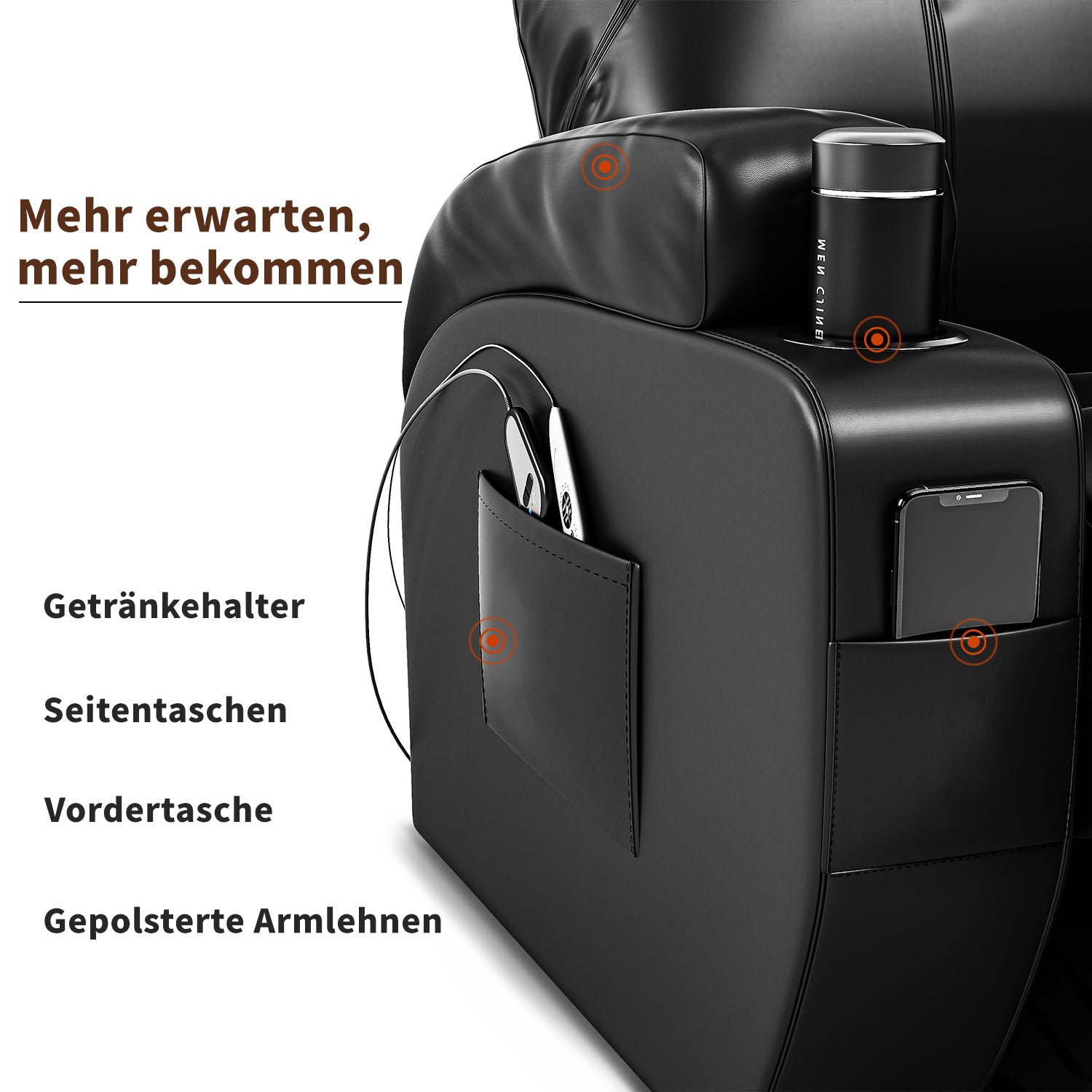 Furniwell Elektrisch Fernsehsessel Massagesessel mit Liegefunktion Aufstehhilfe Relaxsessel