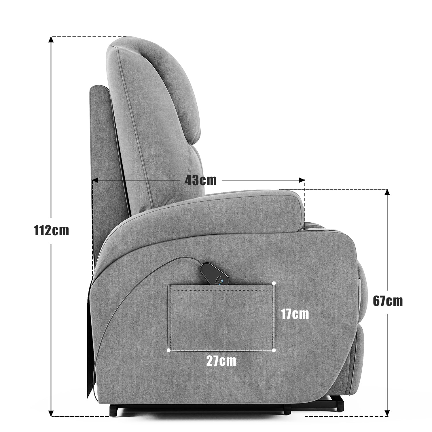 Furniwell Elektrisch Fernsehsessel Massagesessel mit Liegefunktion Aufstehhilfe Relaxsessel