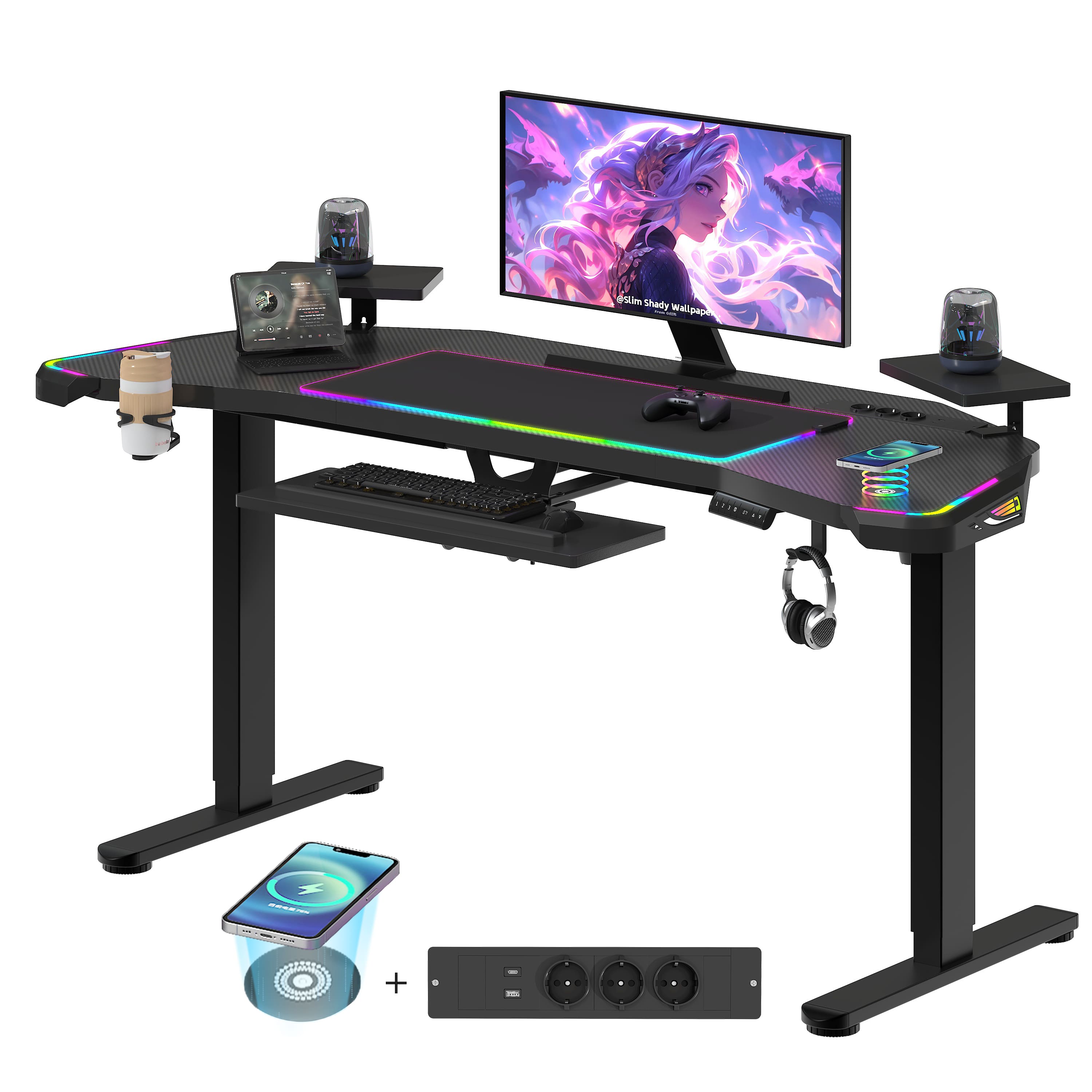 S2 Pro Gaming Tisch Höhenverstellbar mit Tastaturablage
