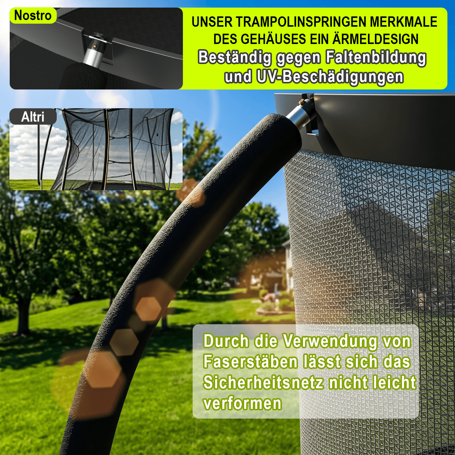 Gartentrampolin mit Sicherheitsnetz und Leiter