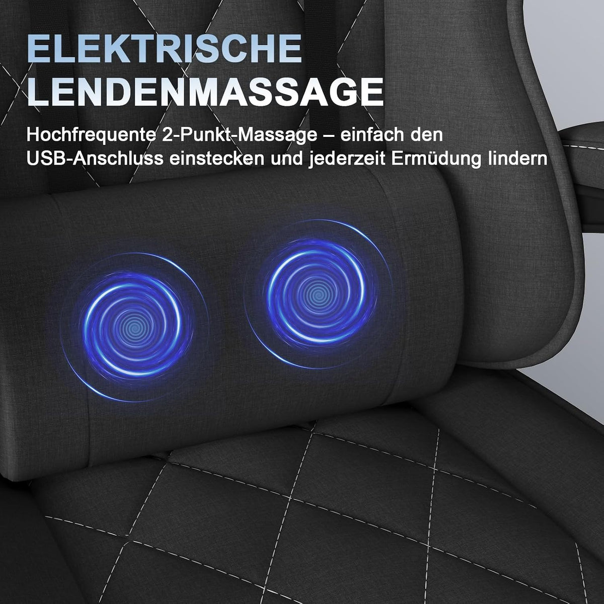 Gamingstuhl mit verstellbarer Rückenlehne und Fußstütze