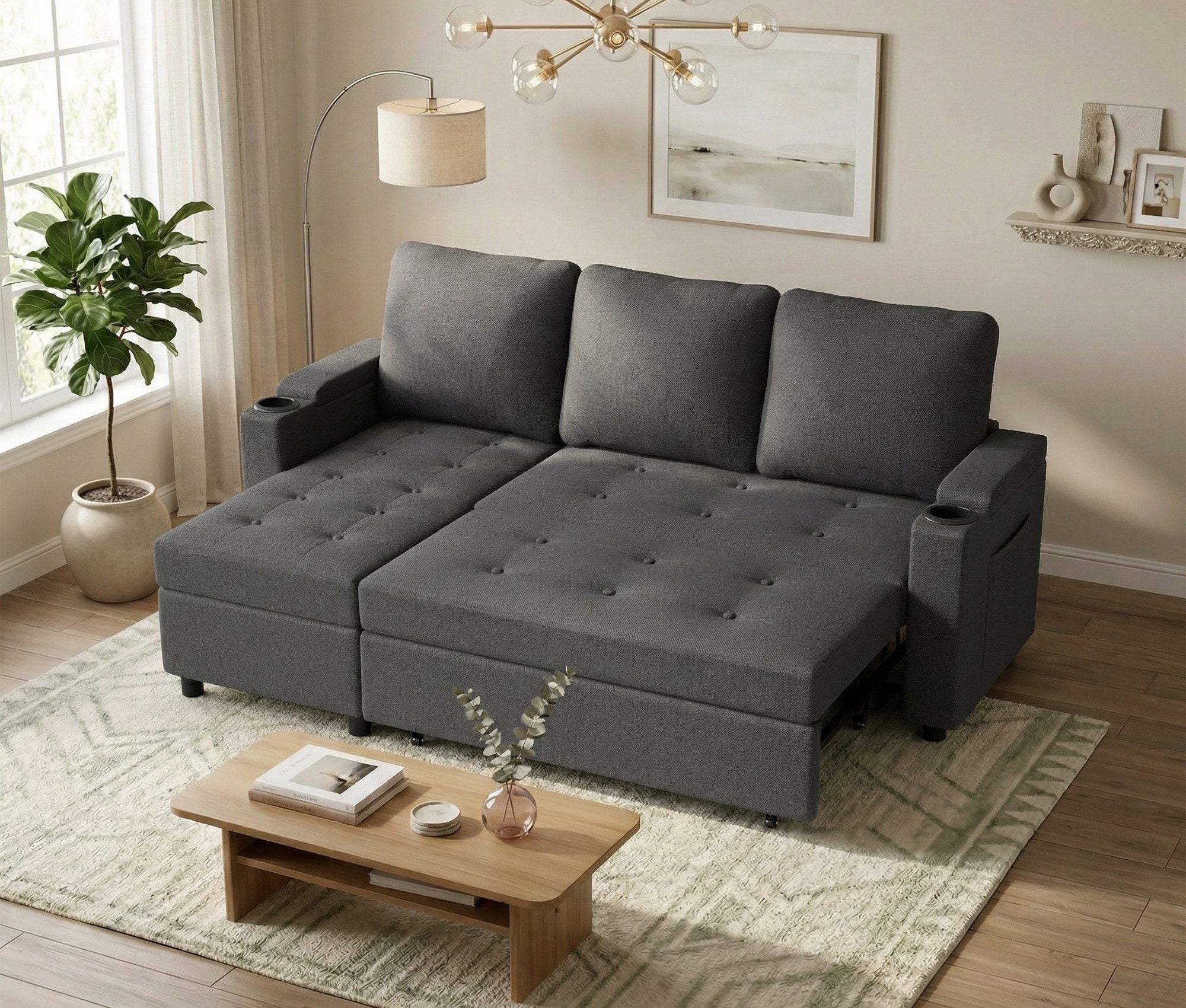 Eck-Schlafsofa mit Schlaffunktion