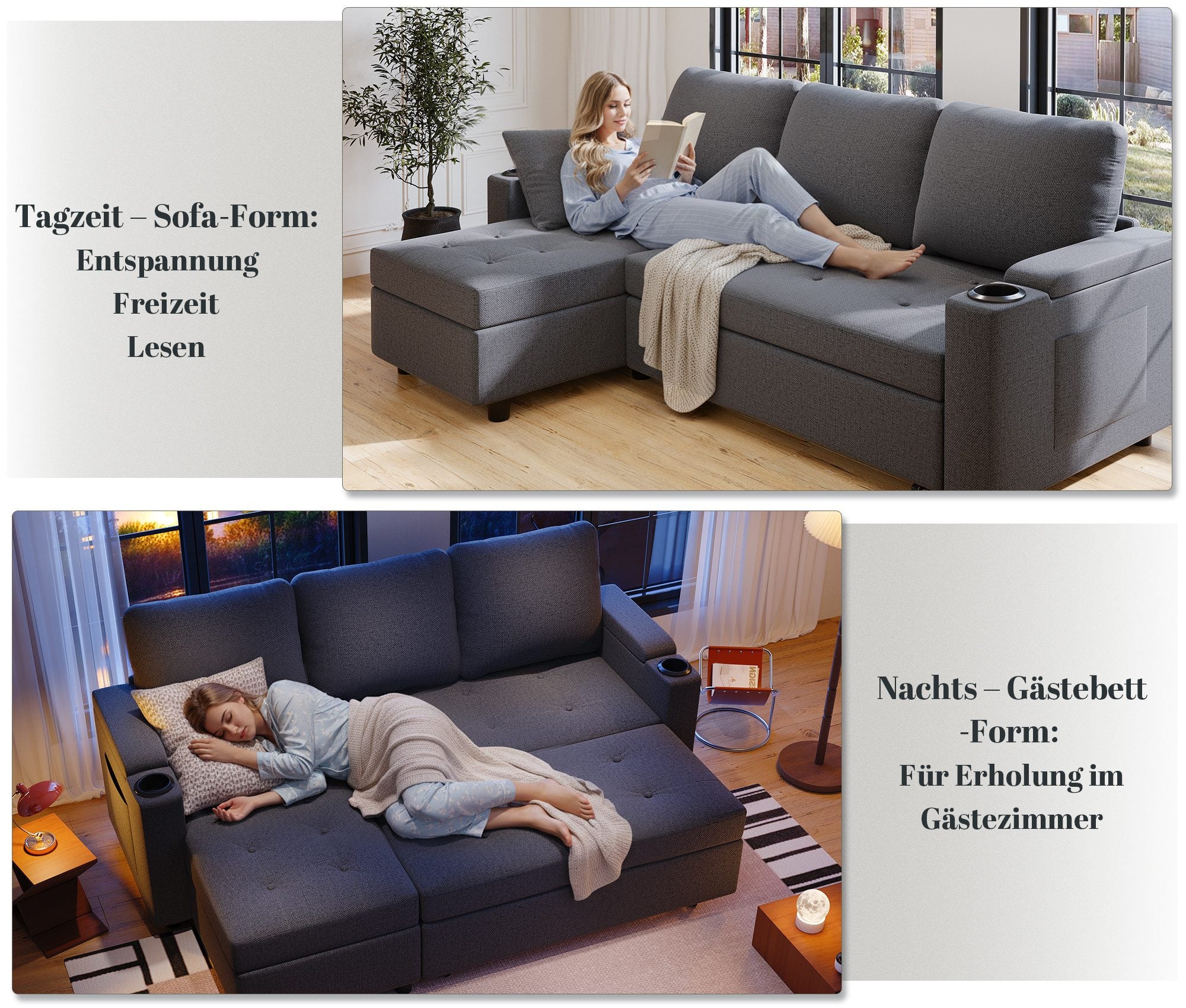 Eck-Schlafsofa mit Schlaffunktion