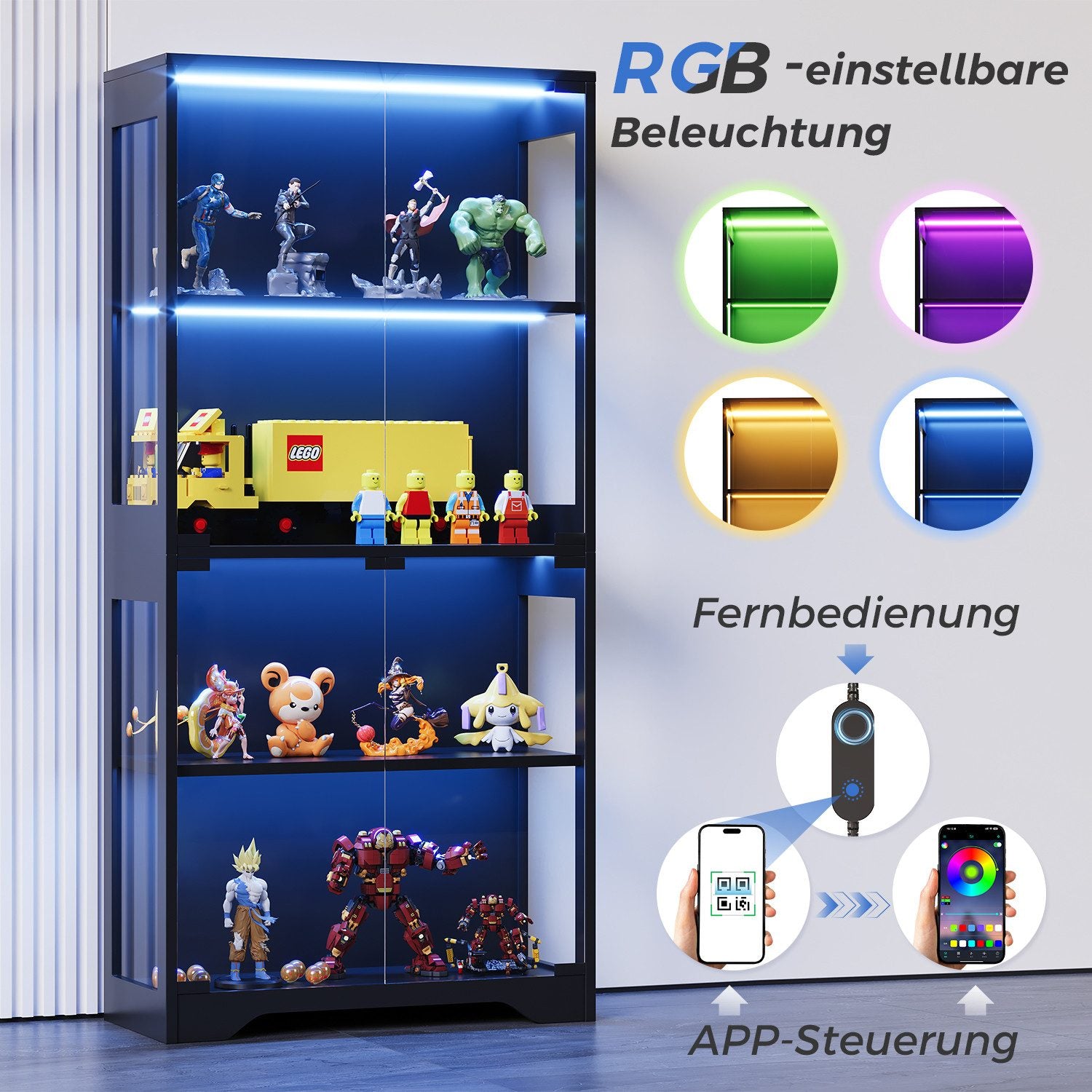 RGB-Glasvitrine mit App-Steuerung