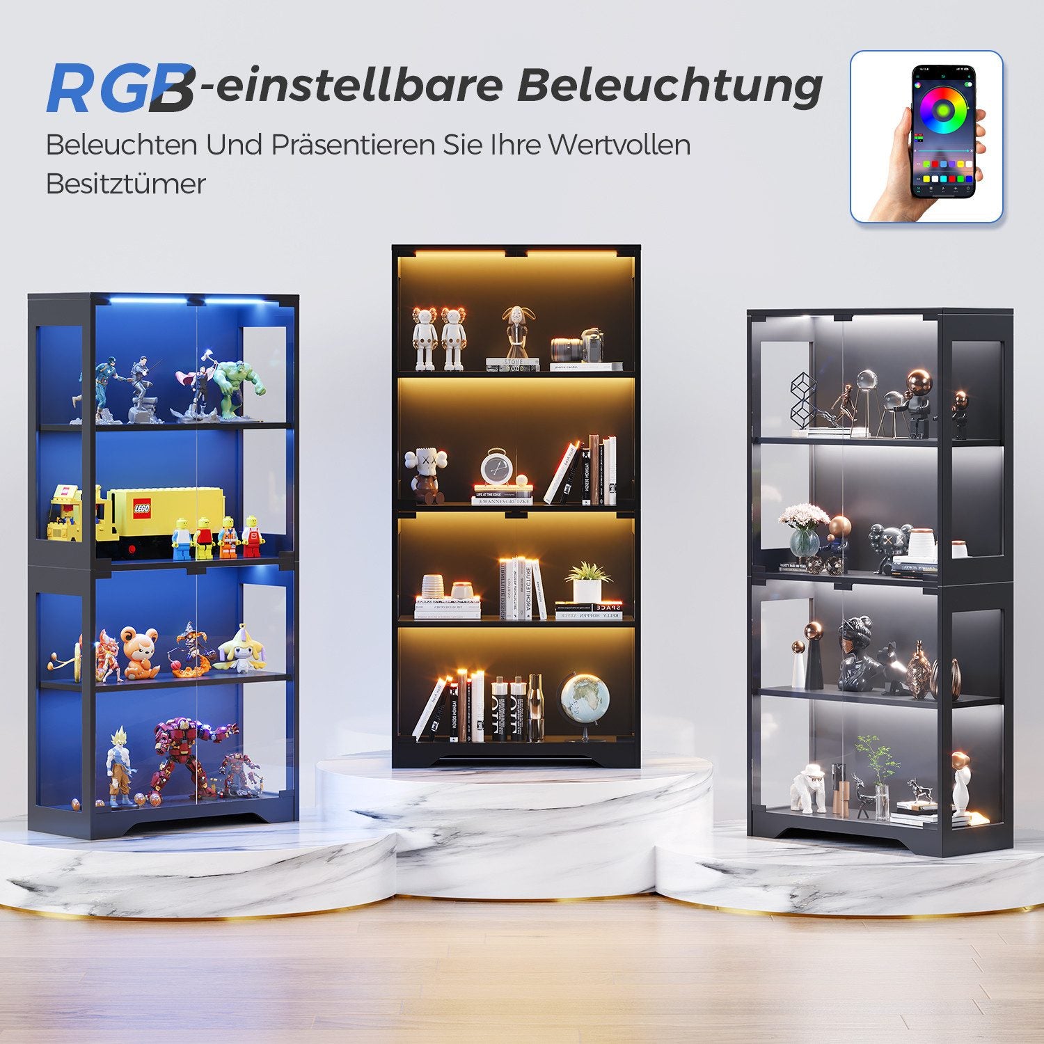 RGB-Glasvitrine mit App-Steuerung
