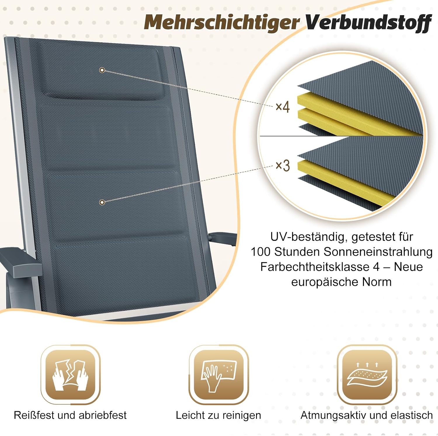 Aluminium-Gartenstühle mit verstellbarer Rückenlehne