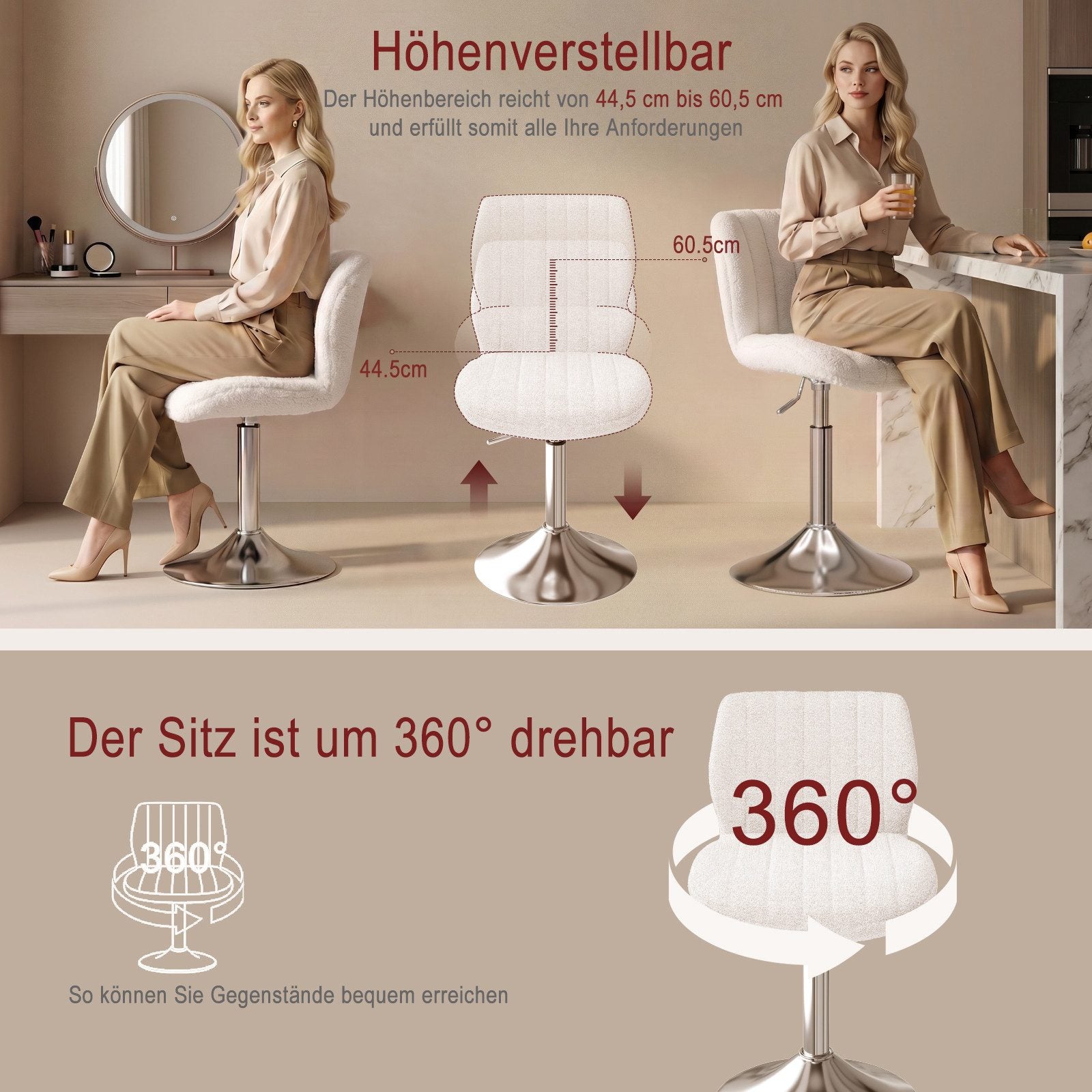 Drehbarer höhenverstellbarer Schminkhocker