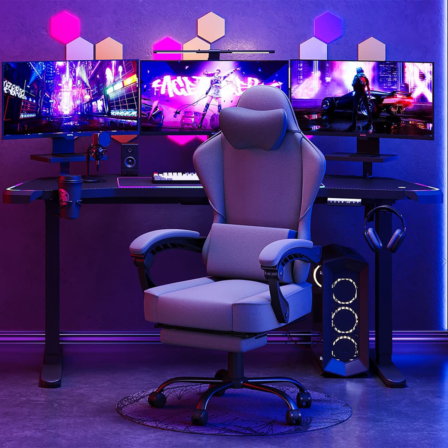 Ergonomischer Gaming Stuhl mit Massage Lendenkissen