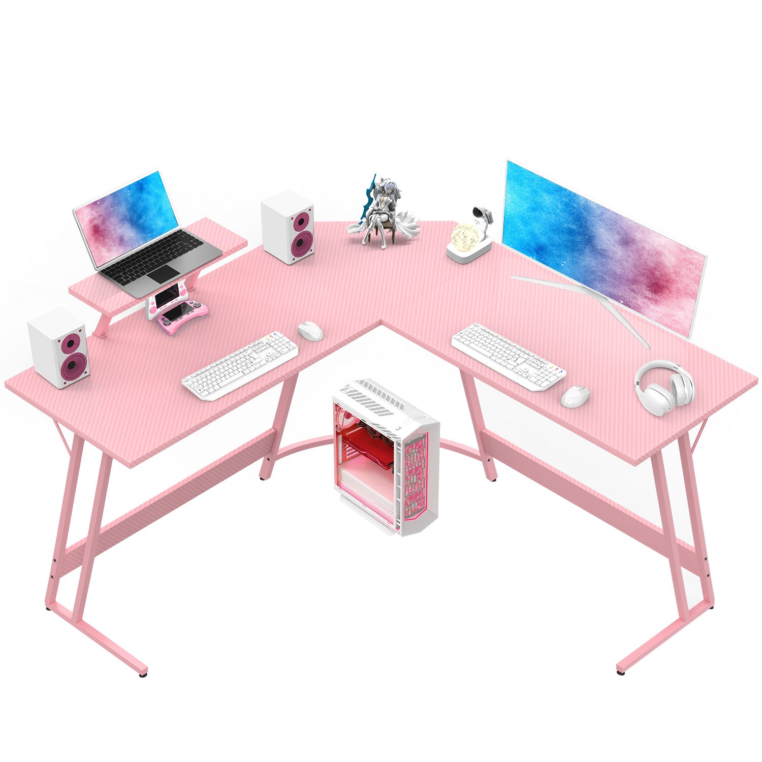 L-förmiger Eckschreibtisch 130x80 cm mit Monitorständer