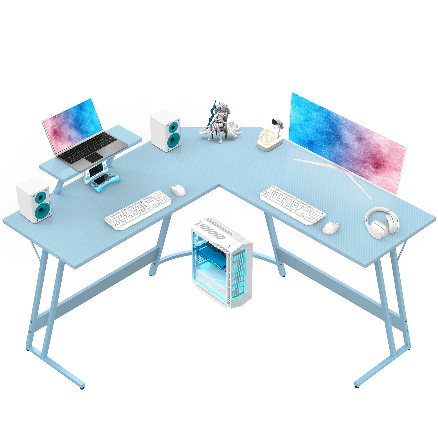 L-förmiger Eckschreibtisch 130x80 cm mit Monitorständer