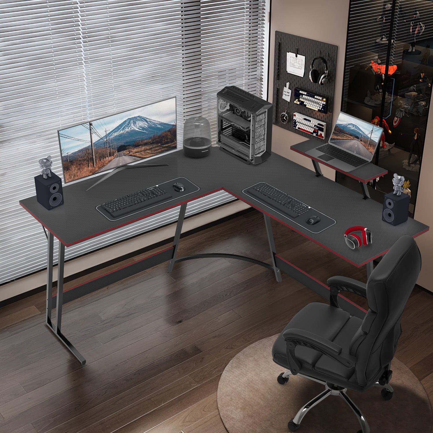 L-förmiger Eckschreibtisch 130x80 cm mit Monitorständer