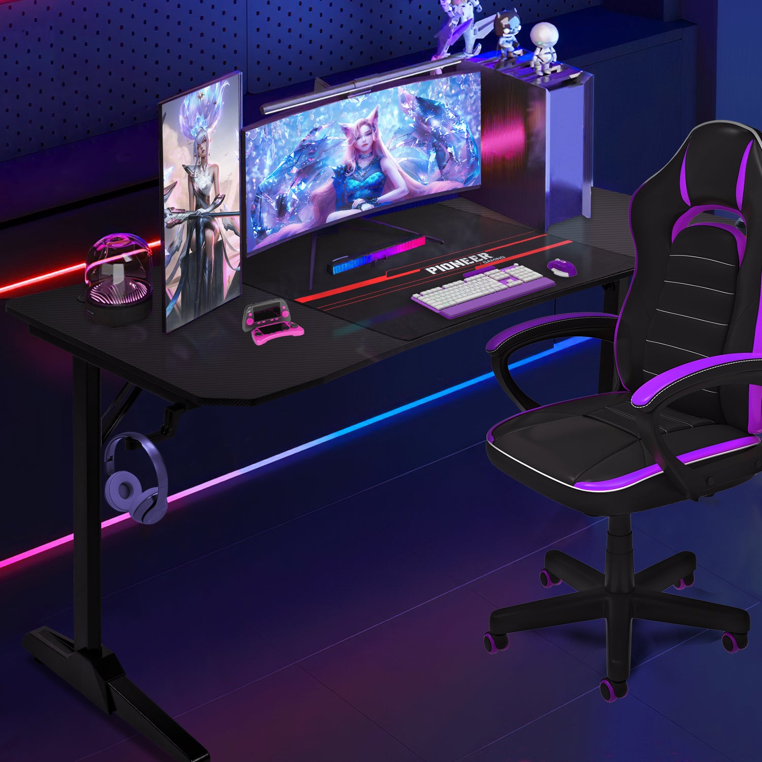 Gaming Tisch mit Getränkehalter 140/160/180 cm
