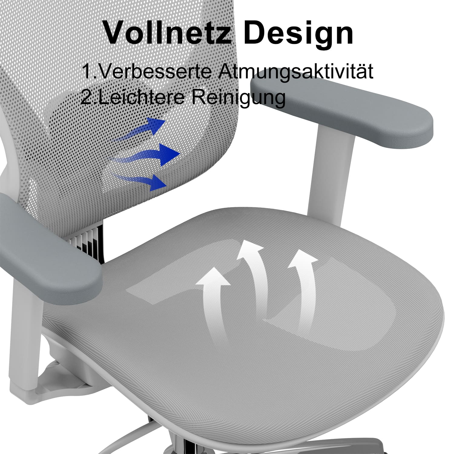 Ergonomischer Bürostuhl mit verstellbarer Kopfstütze Armlehnen