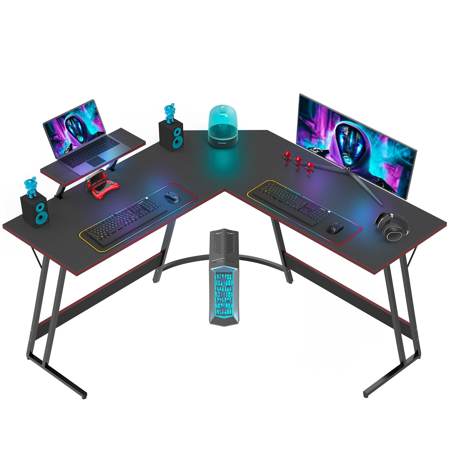 L-förmiger Eckschreibtisch 130x80 cm mit Monitorständer