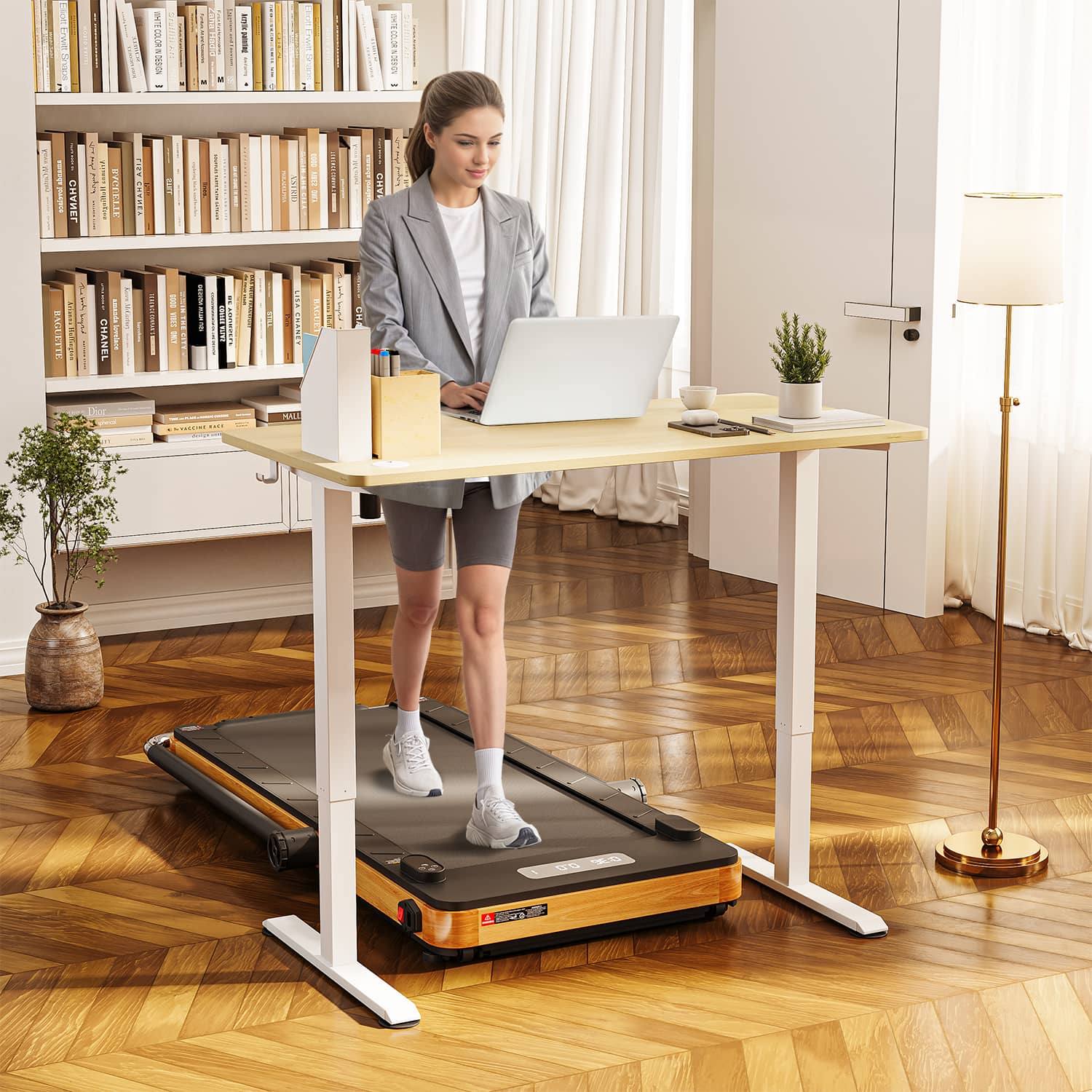 Premium 3-in-1 Klappbares Laufband in Massivholz, große Lauffläche, 150 kg, 12 km/h, 2,5 PS