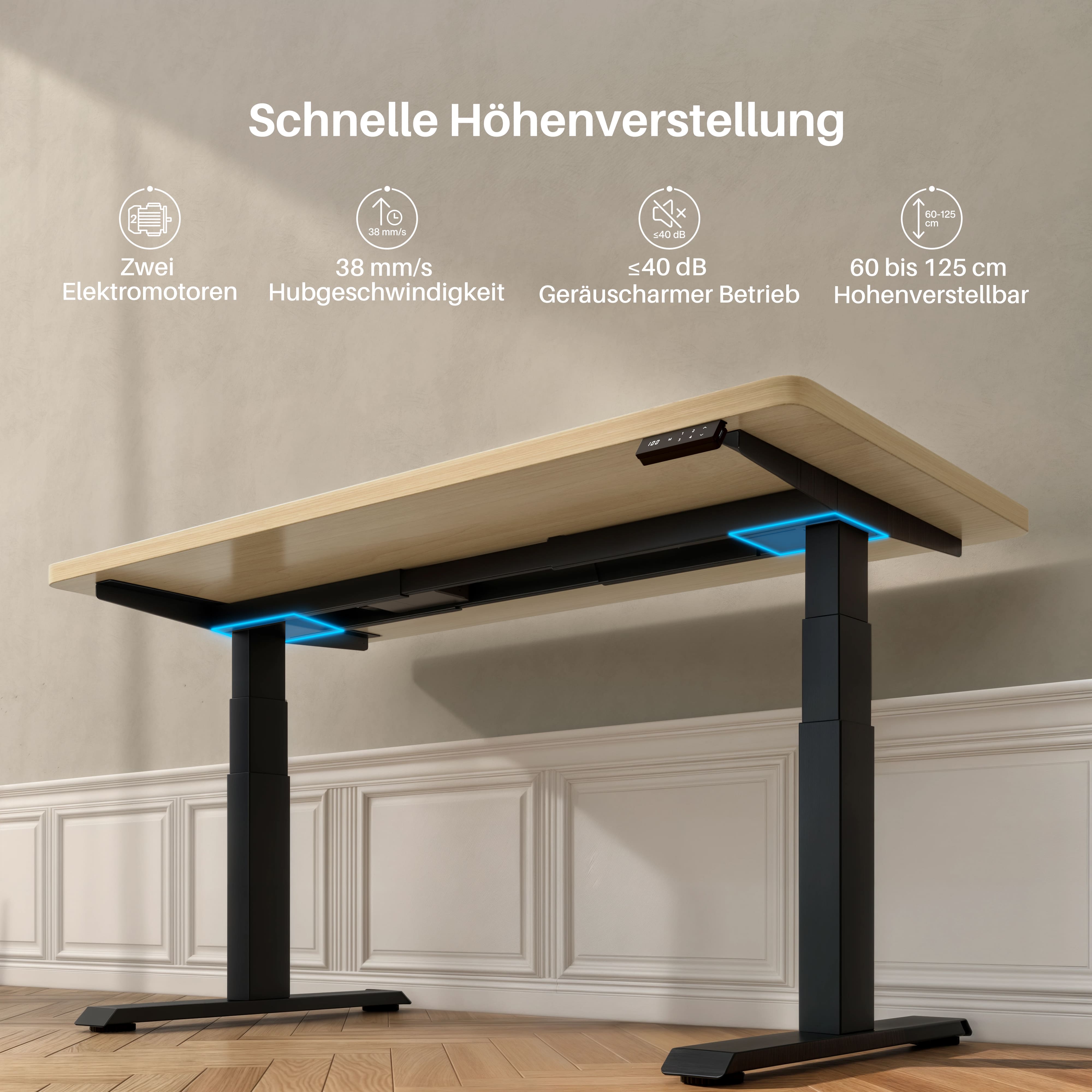 Dual Ultra X Tischgestell mit Premium Elektrisch Höhenverstellbarer Schreibtisch