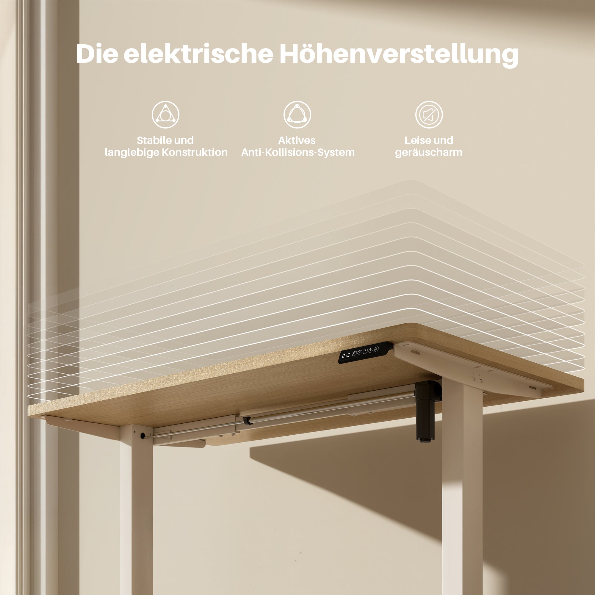 Basic Höhenverstellbarer Schreibtisch mit Entire Board Desktop