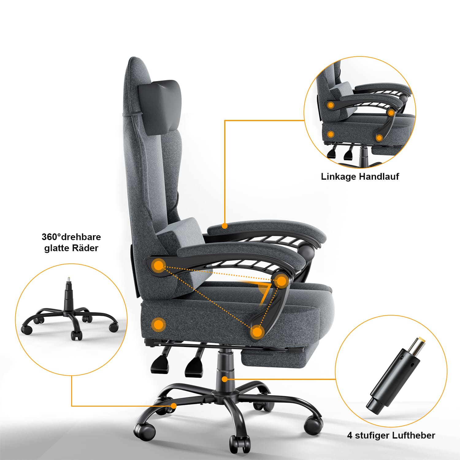 Bürostuhl mit Massage Lendenkissen, Ergonomischer Gaming Stuhl