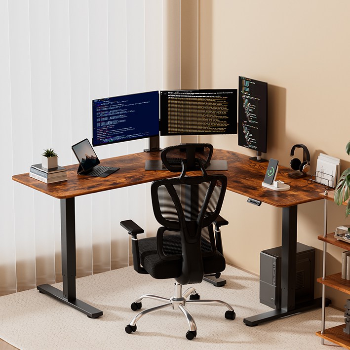 L-Form Eckschreibtisch höhenverstellbar Elektrisch Ergonomischer Stehtisch