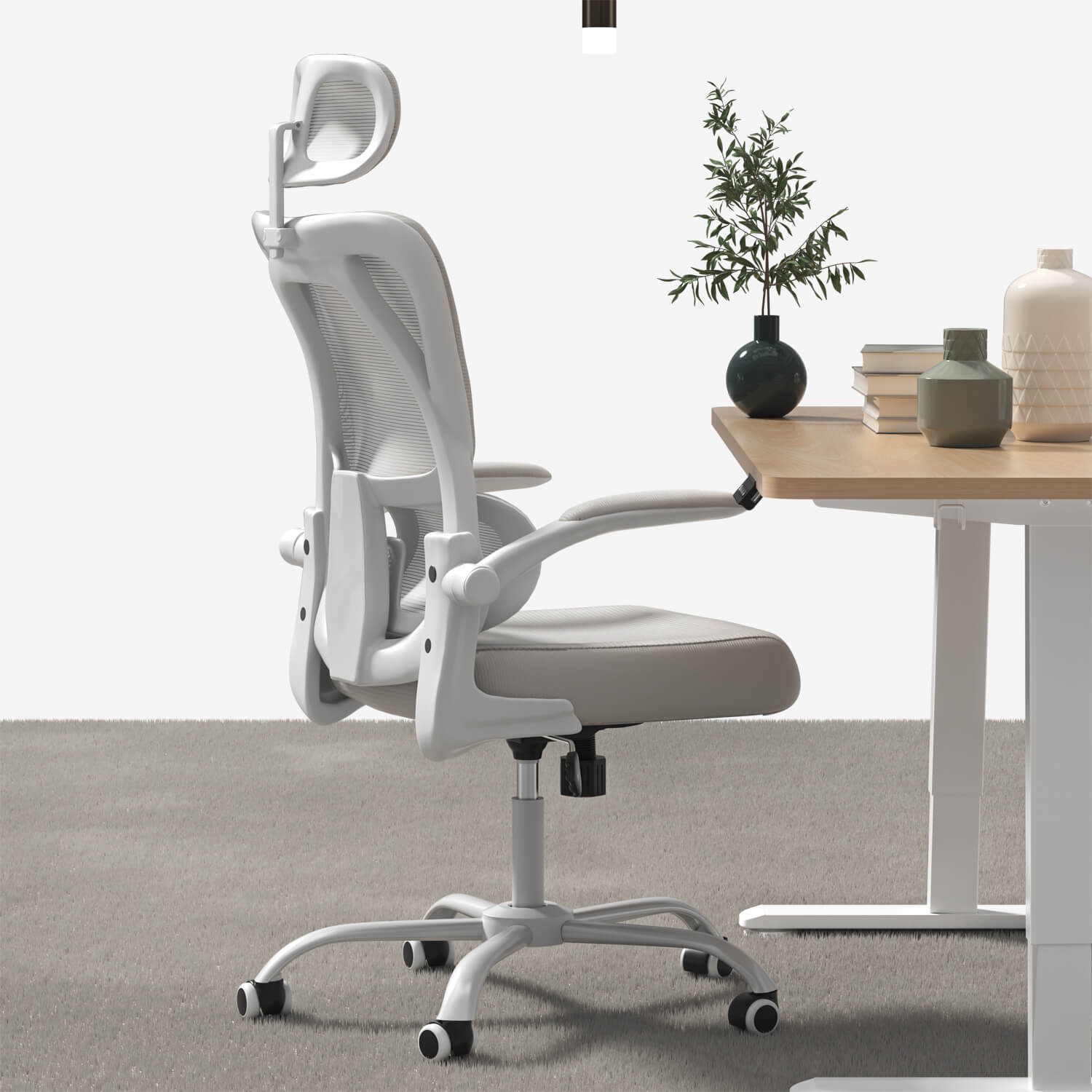 Furniwell Klassischer Ergonomischer Bürostühl mit Verstellbarer hoher Rücken