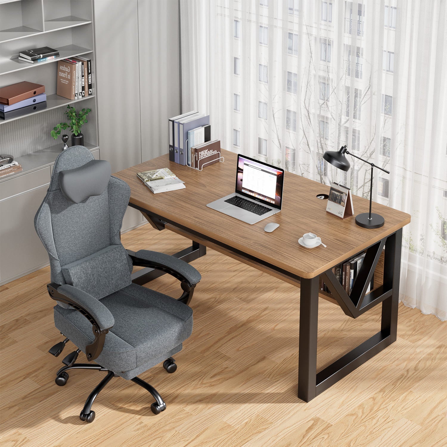 Bürostuhl mit Massage Lendenkissen, Ergonomischer Gaming Stuhl