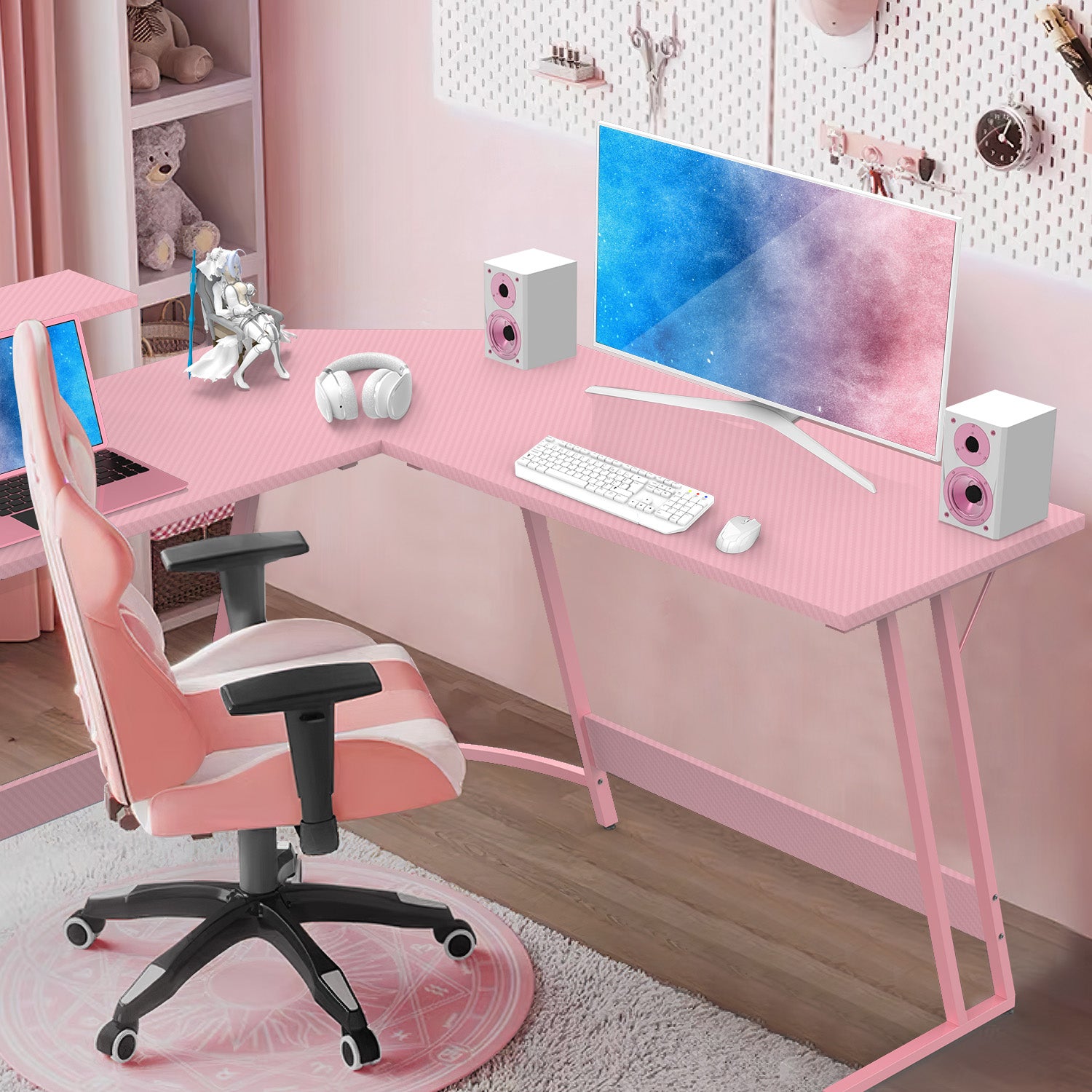 L-förmiger Eckschreibtisch 130x80 cm mit Monitorständer