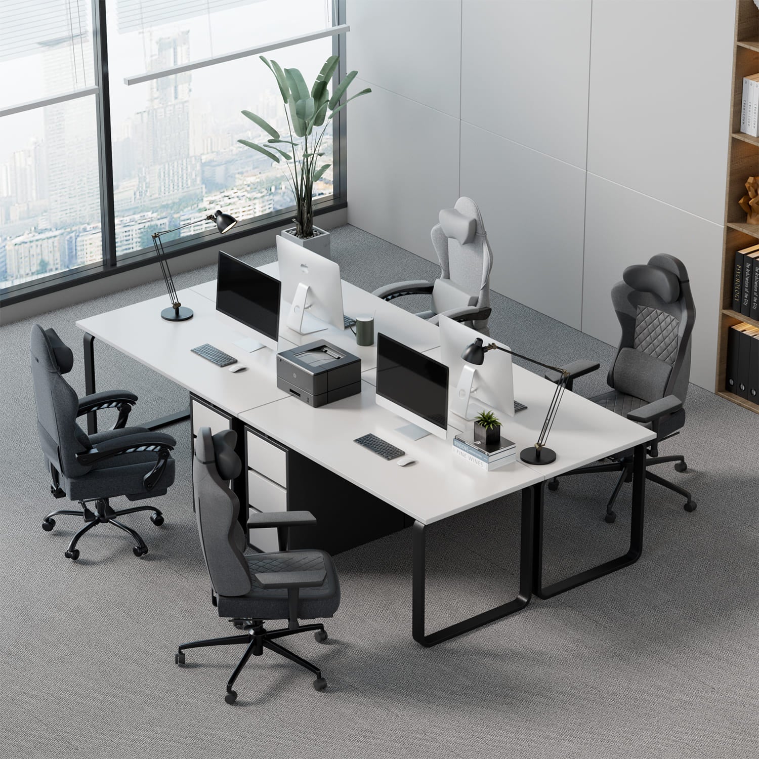 Bürostuhl mit Massage Lendenkissen, Ergonomischer Gaming Stuhl