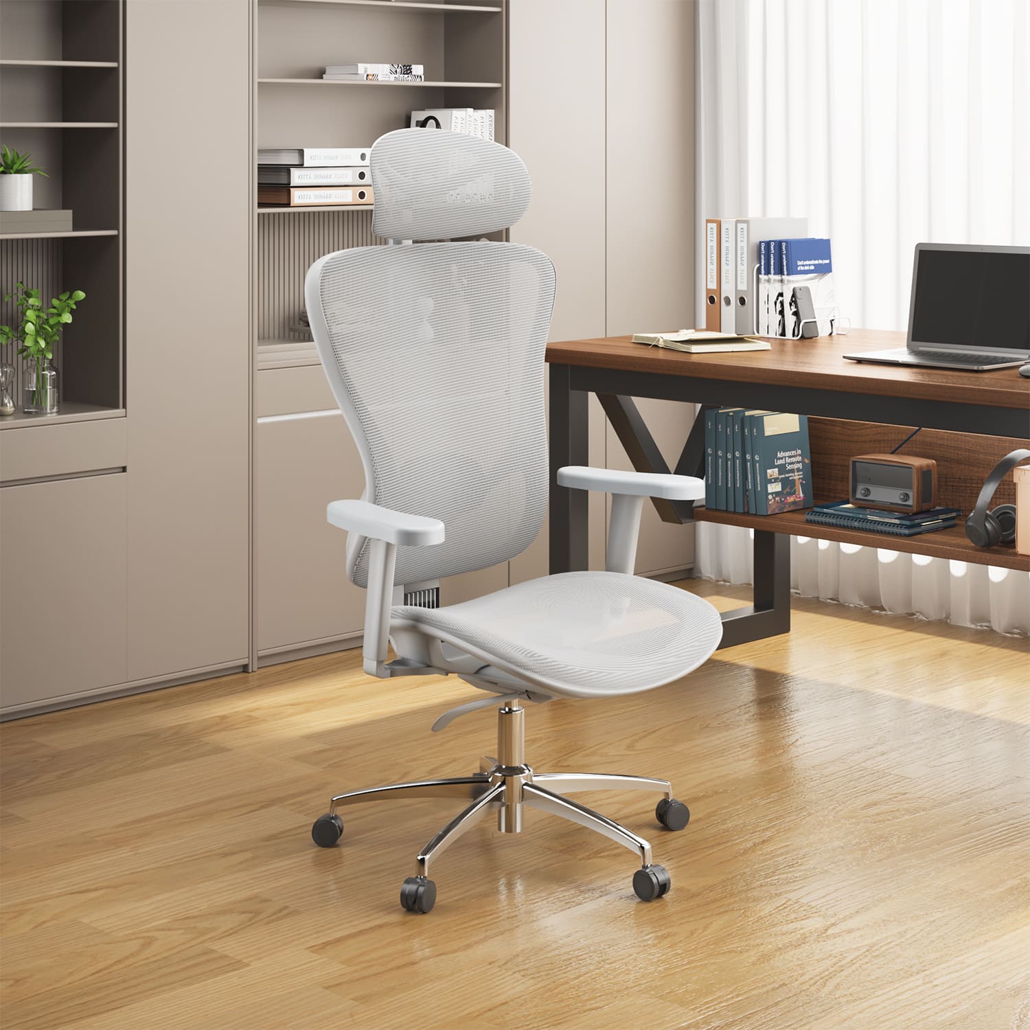 Ergonomischer Bürostuhl mit verstellbarer Kopfstütze Armlehnen