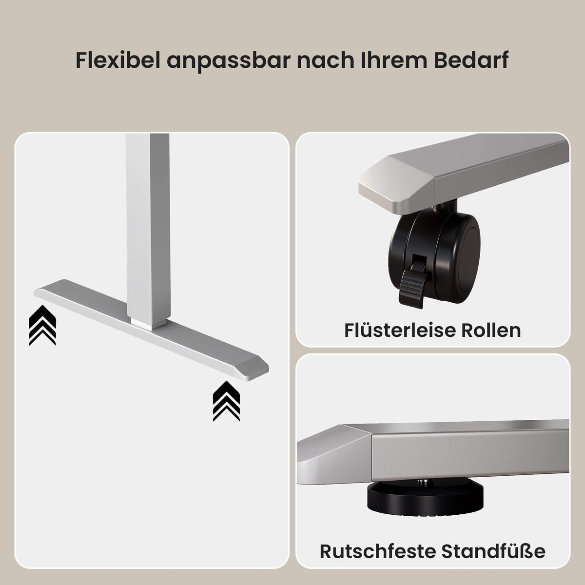 Elektrisch höhenverstellbares Tischgestell in L-Form