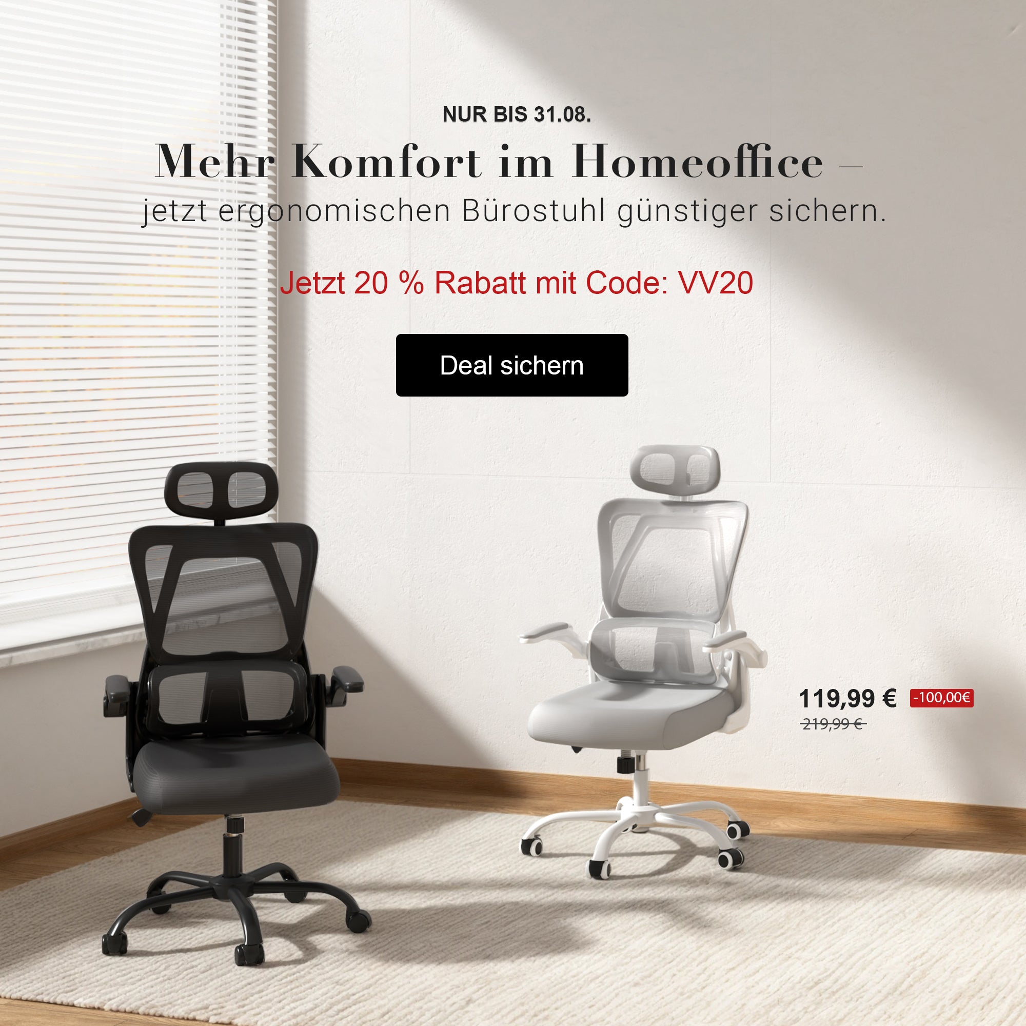 Furniwell Klassischer Ergonomischer Bürostühl mit Verstellbarer hoher Rücken