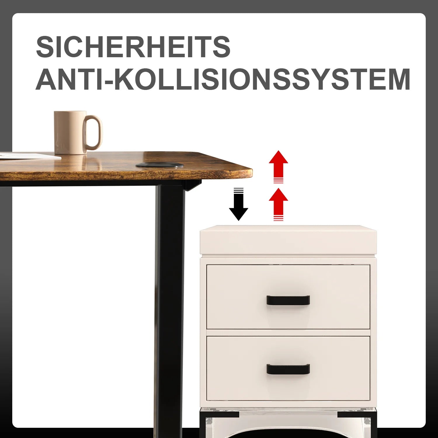 Basic Höhenverstellbarer Schreibtisch mit Entire Board Desktop