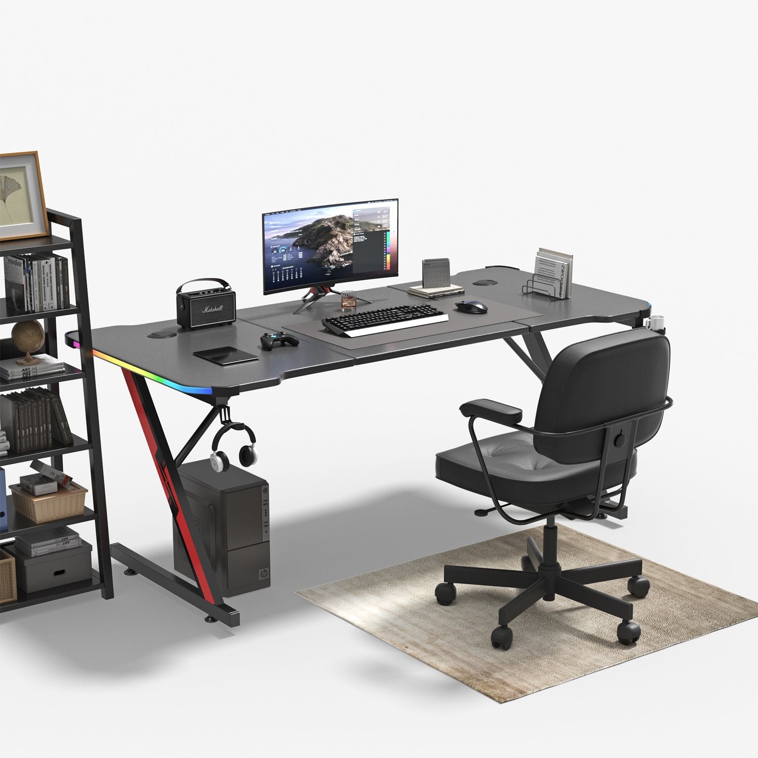 Ergonomischer Z Gaming Tisch mit LED-Beleuchtung