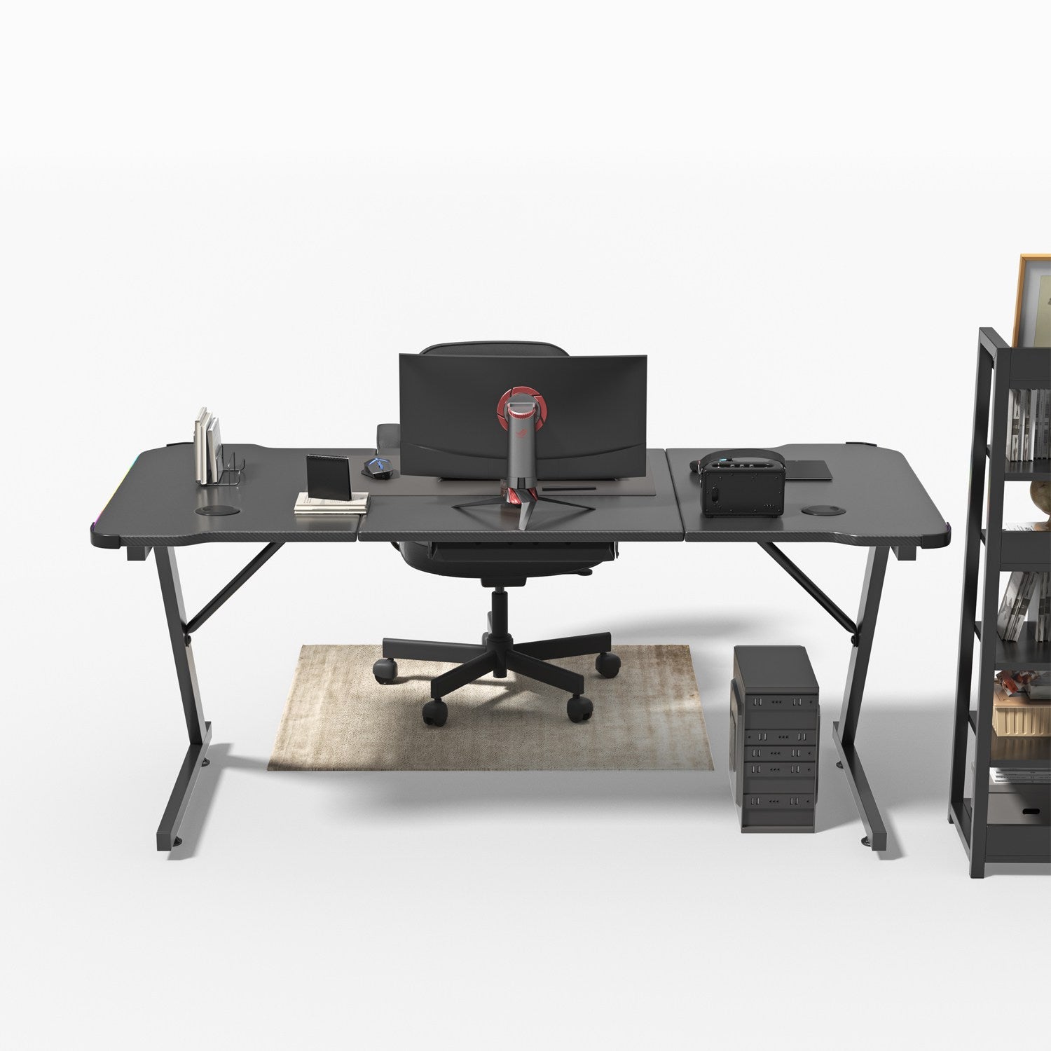 Ergonomischer Z Gaming Tisch mit LED-Beleuchtung