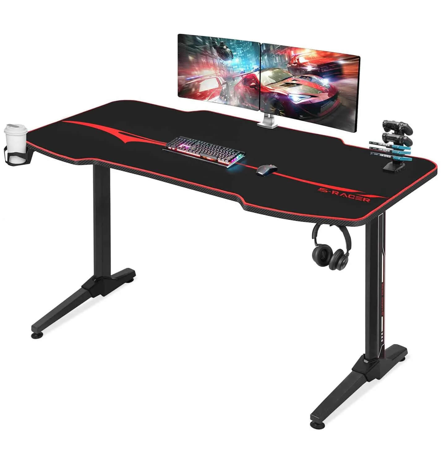 Gaming Tisch mit Getränkehalter 140 cm/160 cm/180 cm