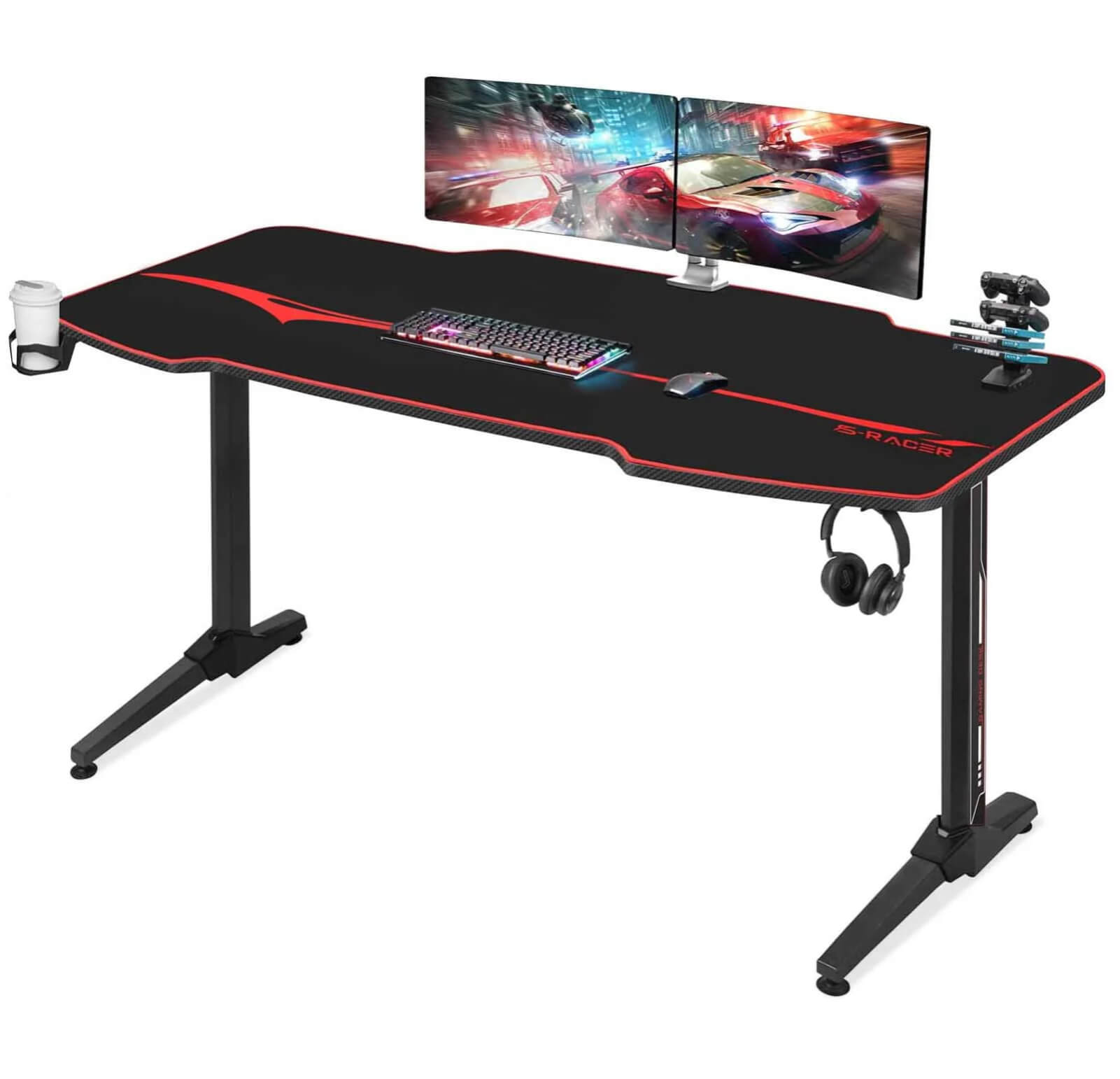 Gaming Tisch mit Getränkehalter 140 cm/160 cm/180 cm