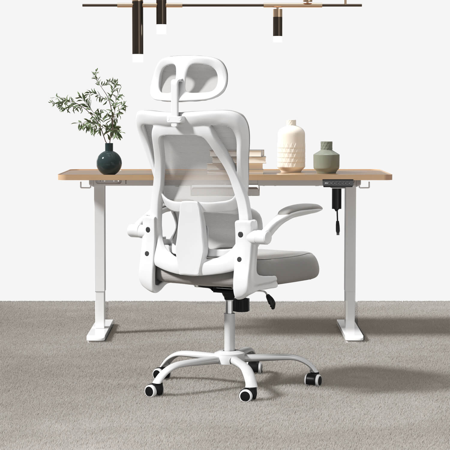 Furniwell Klassischer Ergonomischer Bürostühl mit Verstellbarer hoher Rücken