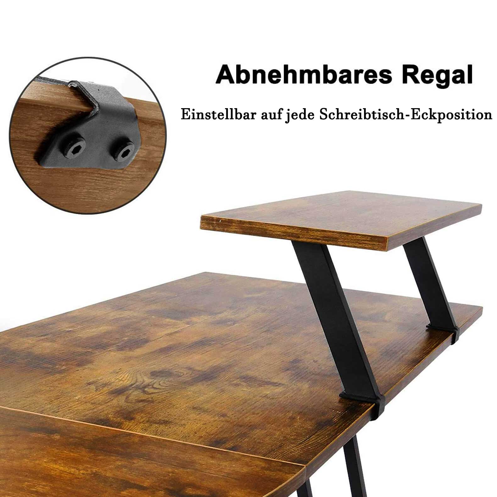 L-förmiger Eckschreibtisch 130x80 cm mit Monitorständer