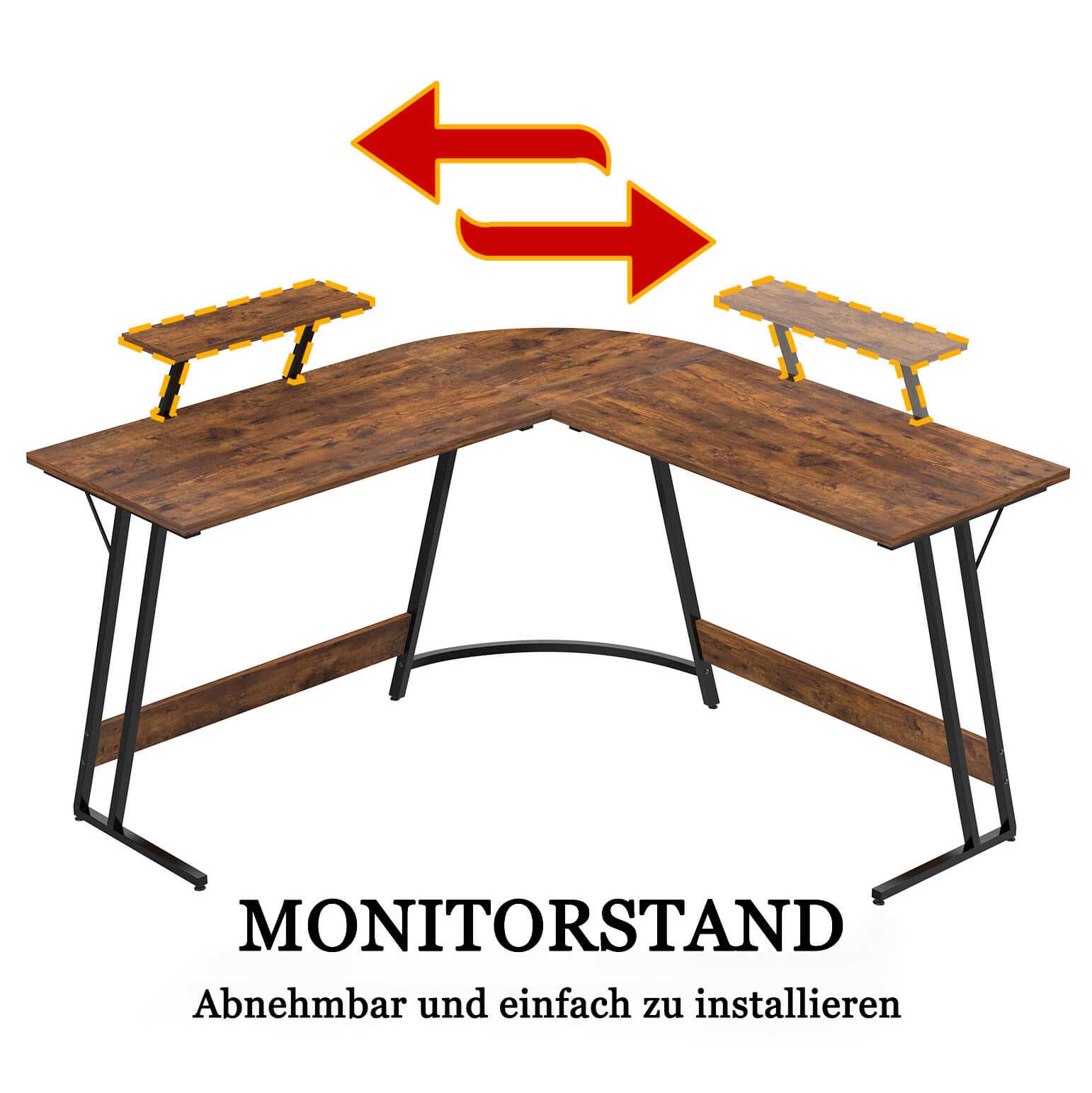 L-förmiger Eckschreibtisch 130x80 cm mit Monitorständer